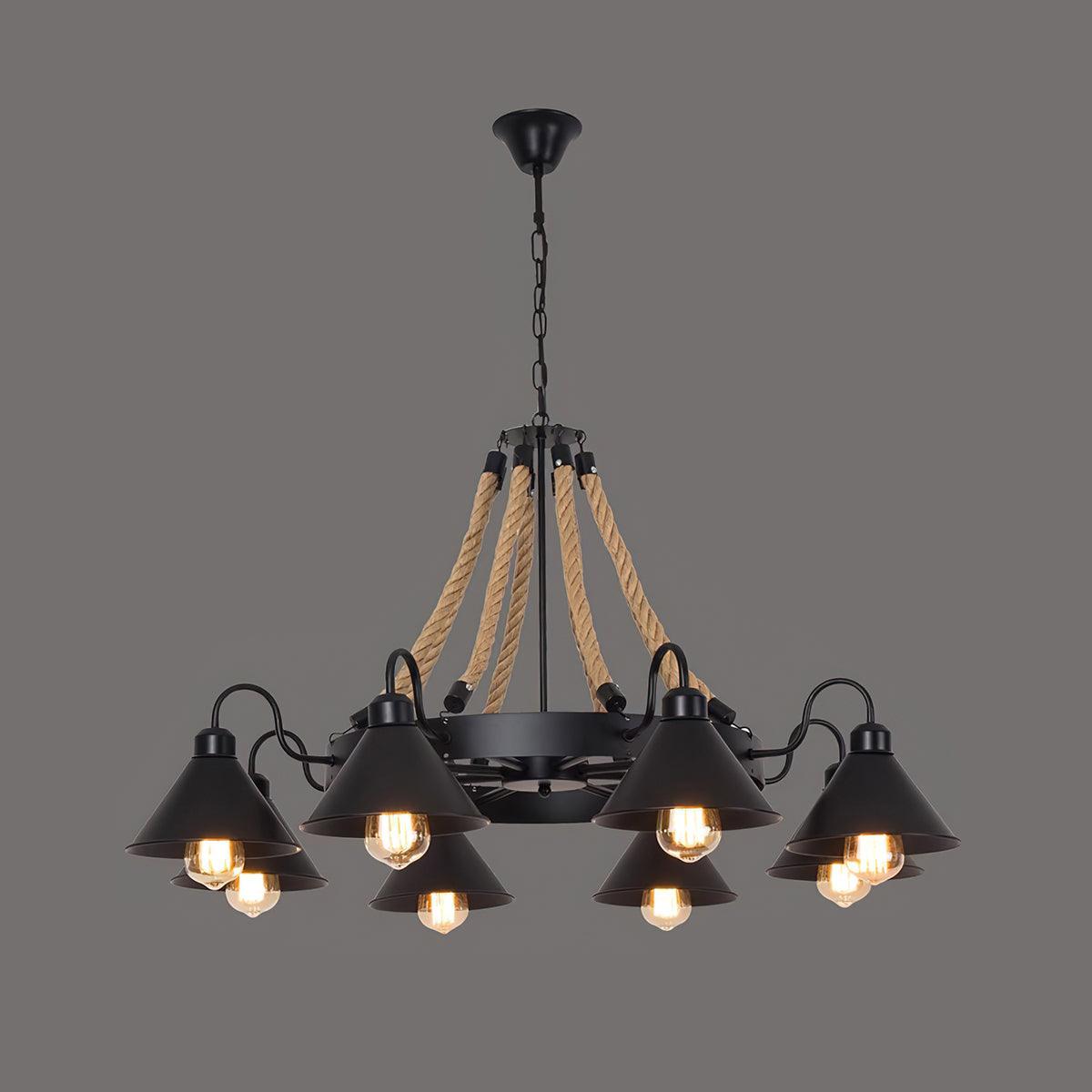 Hemp Rope Industrial Horn Chandelier - YIOSI