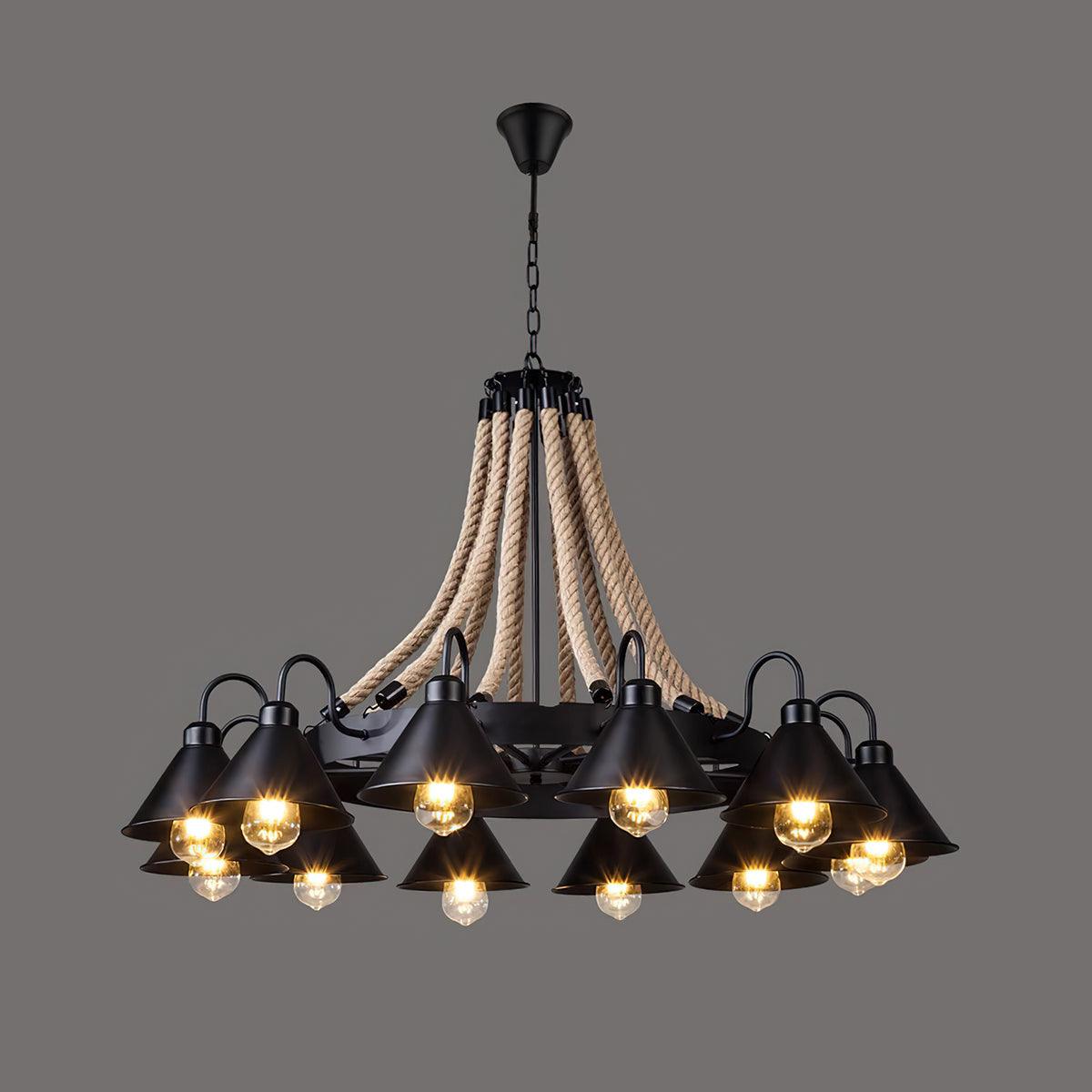 Hemp Rope Industrial Horn Chandelier - YIOSI