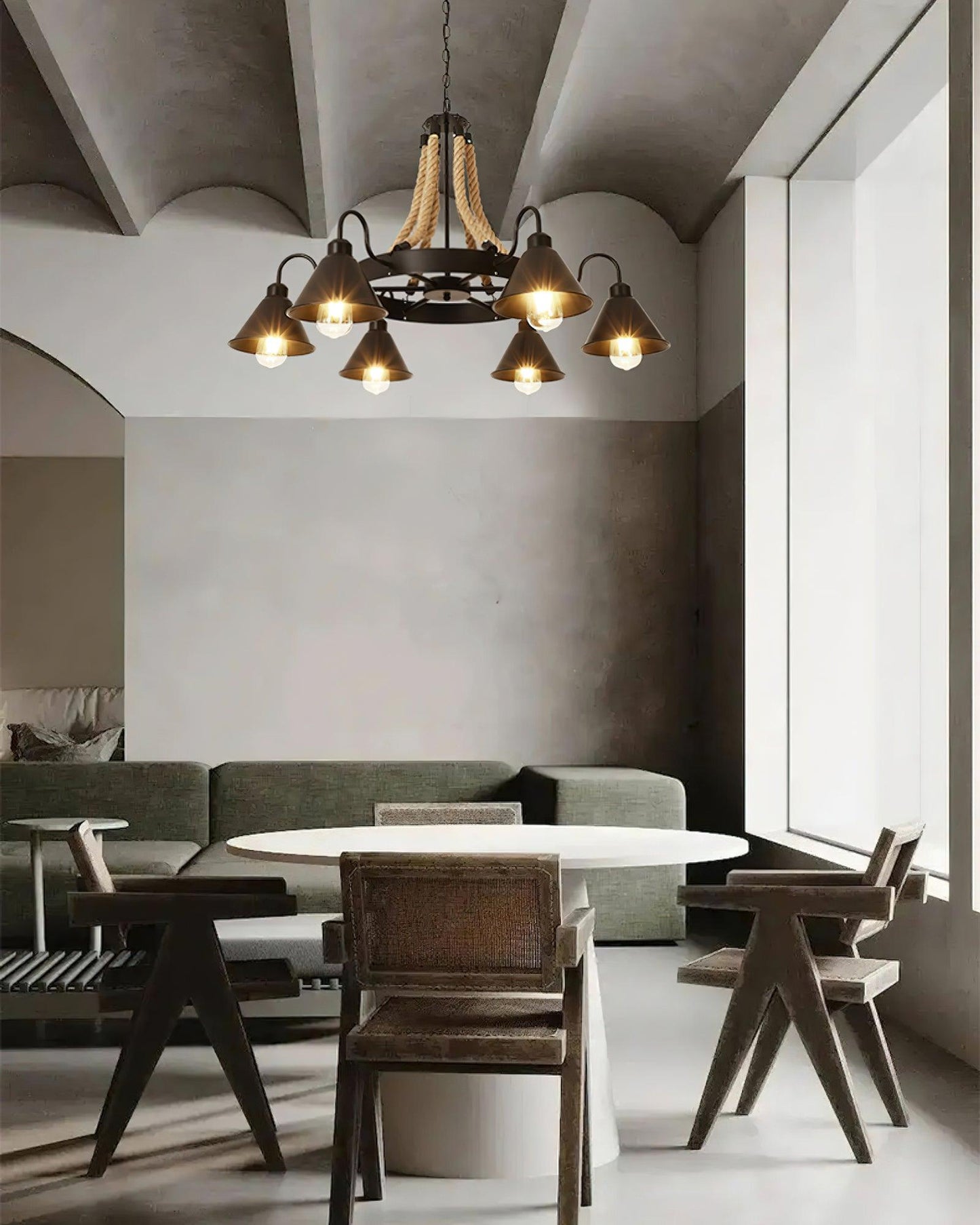 Hemp Rope Industrial Horn Chandelier - YIOSI