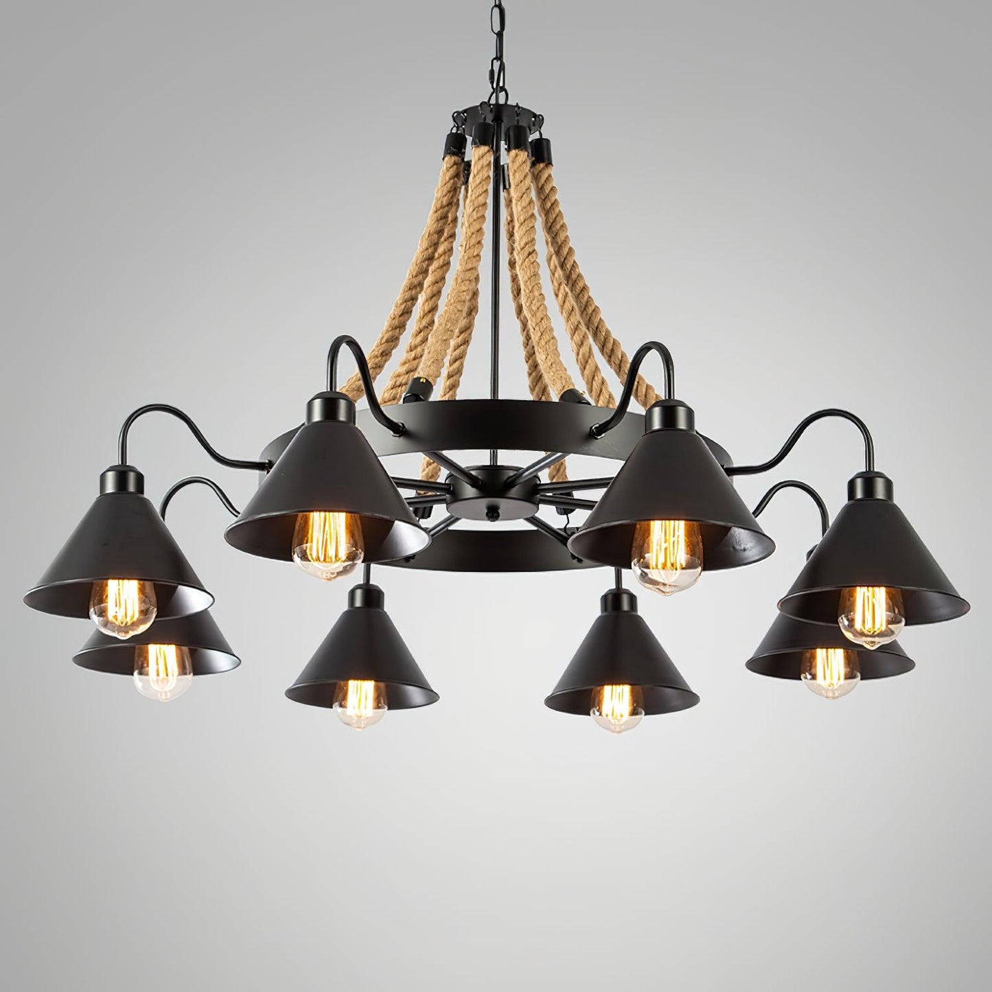Hemp Rope Industrial Horn Chandelier - YIOSI
