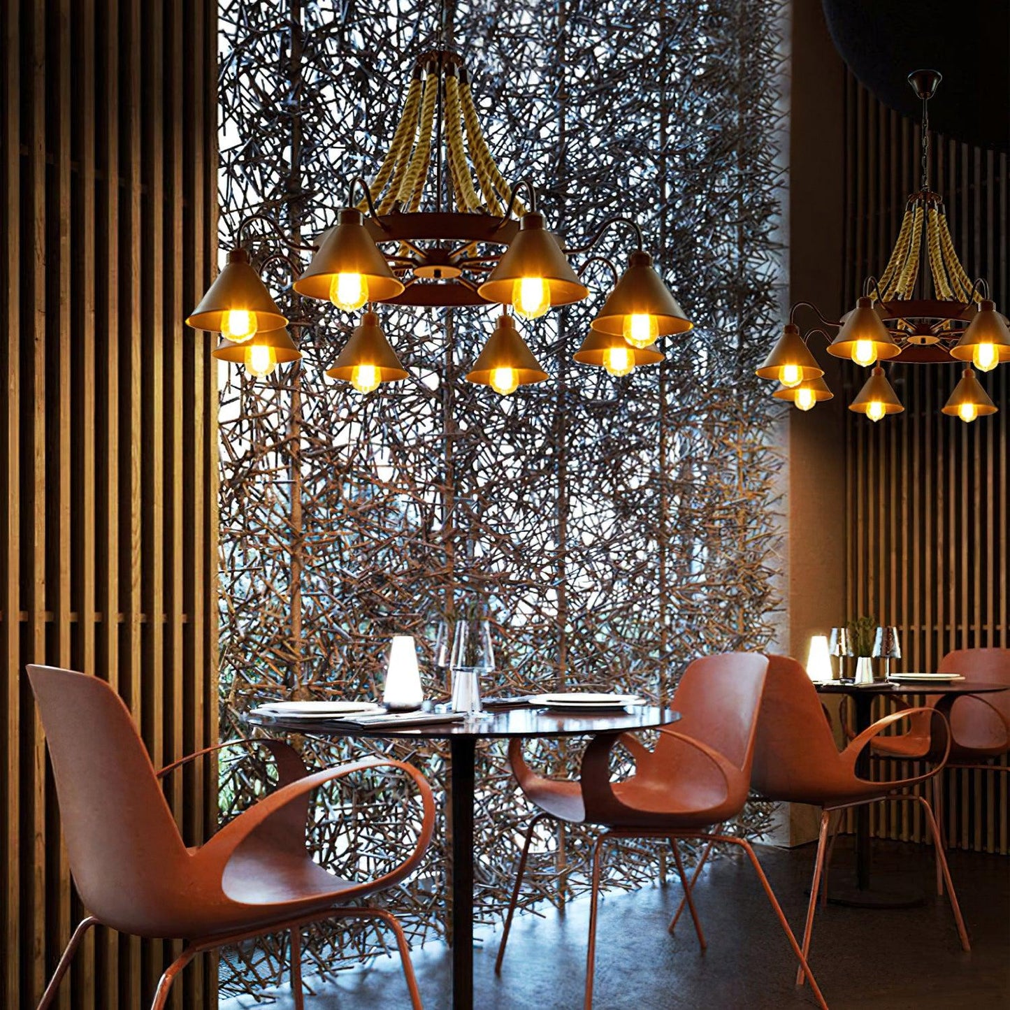 Hemp Rope Industrial Horn Chandelier - YIOSI