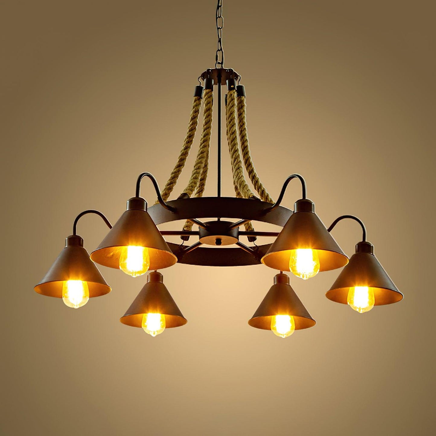 Hemp Rope Industrial Horn Chandelier - YIOSI