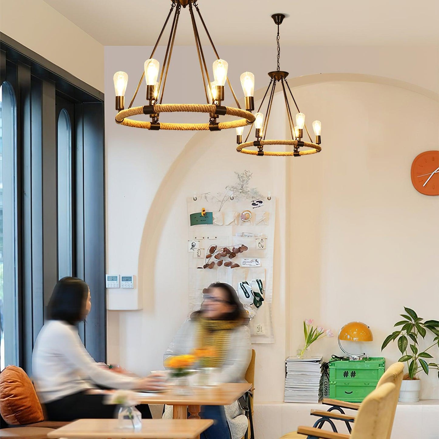 Hemp Rope Industrial Large Circle Chandelier - YIOSI