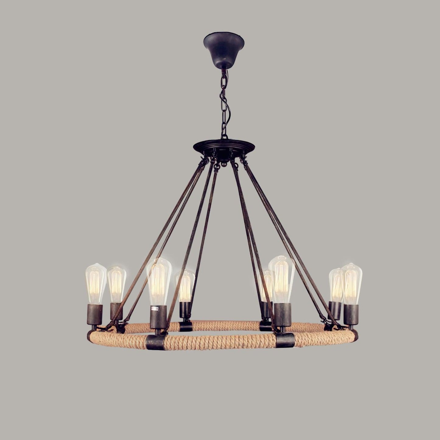 Hemp Rope Industrial Large Circle Chandelier - YIOSI