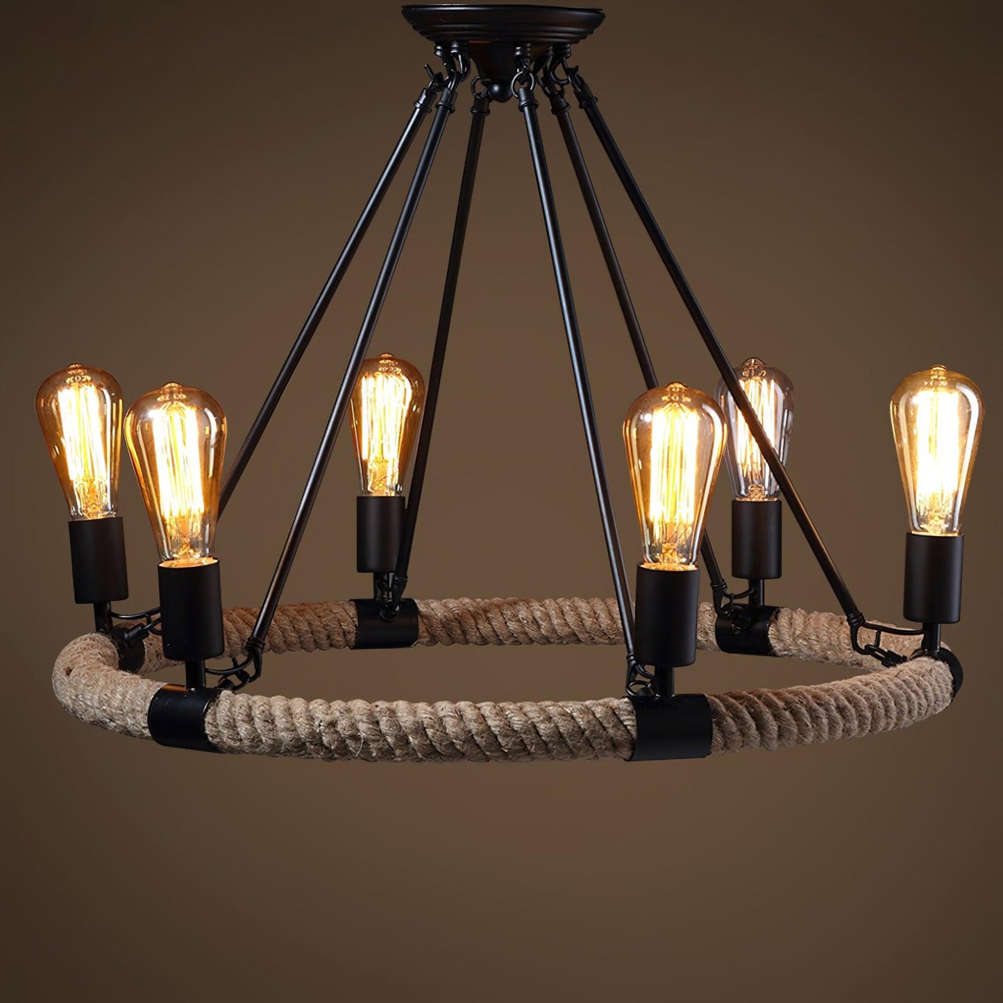 Hemp Rope Industrial Large Circle Chandelier - YIOSI