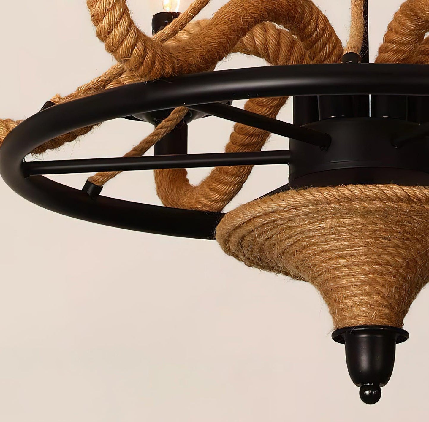 Hemp Rope Industrial Large Wheel Chandelier - YIOSI