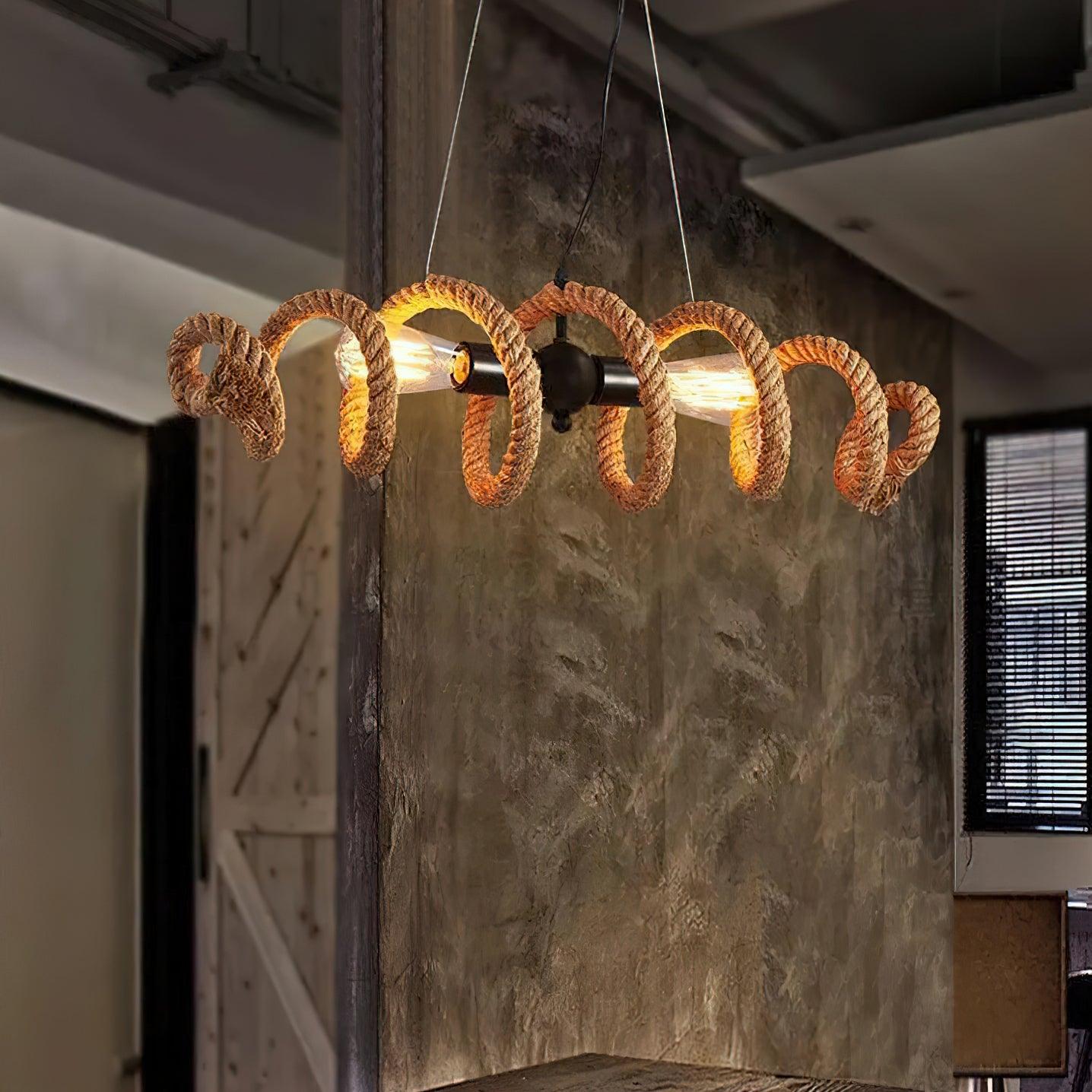 Hemp Rope Industrial Spiral Chandelier - YIOSI
