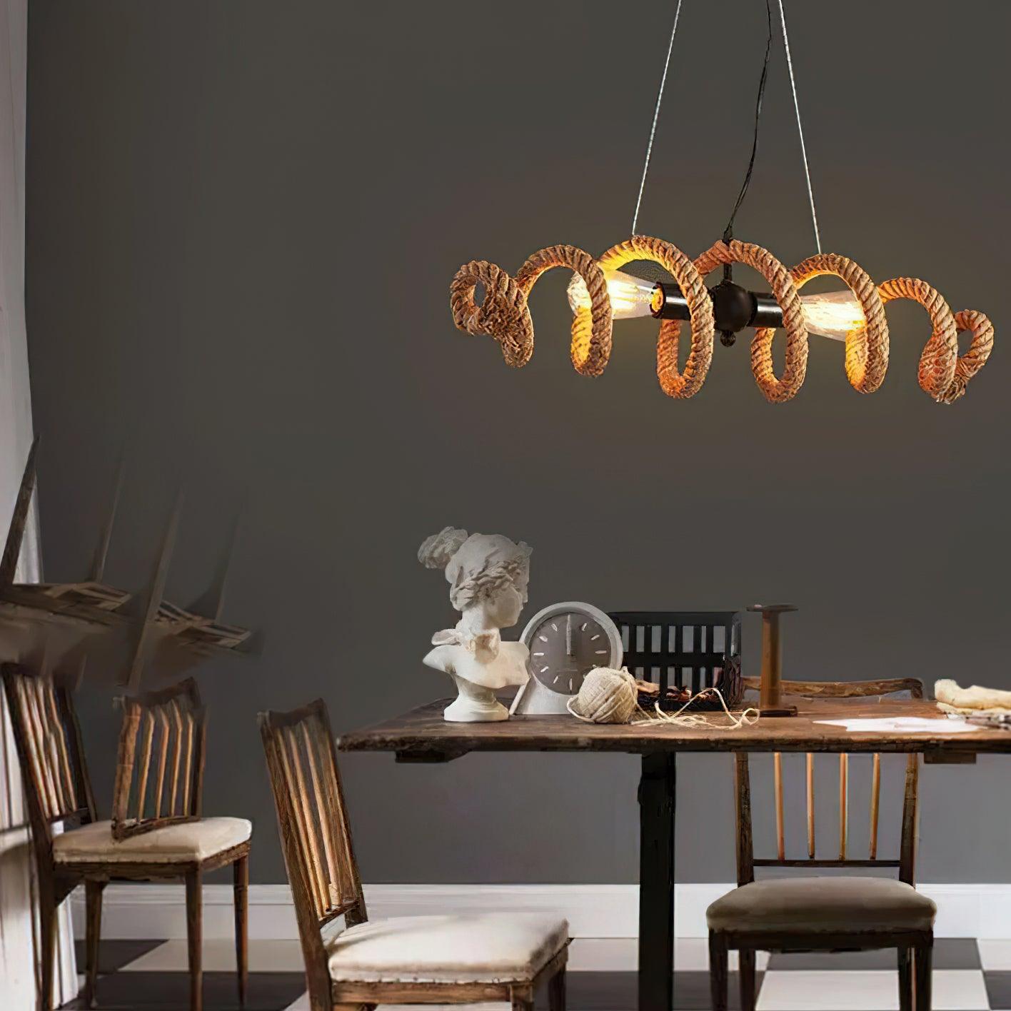 Hemp Rope Industrial Spiral Chandelier - YIOSI