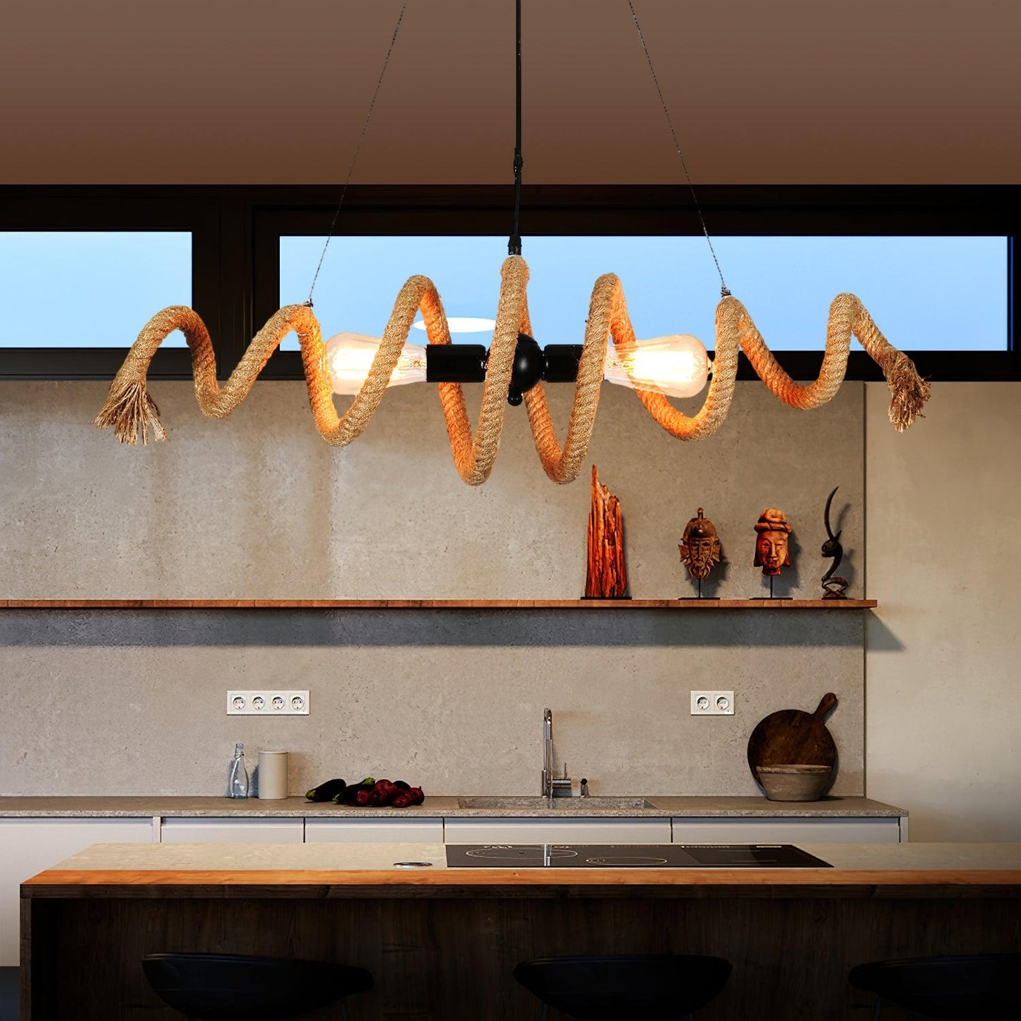 Hemp Rope Industrial Spiral Chandelier - YIOSI