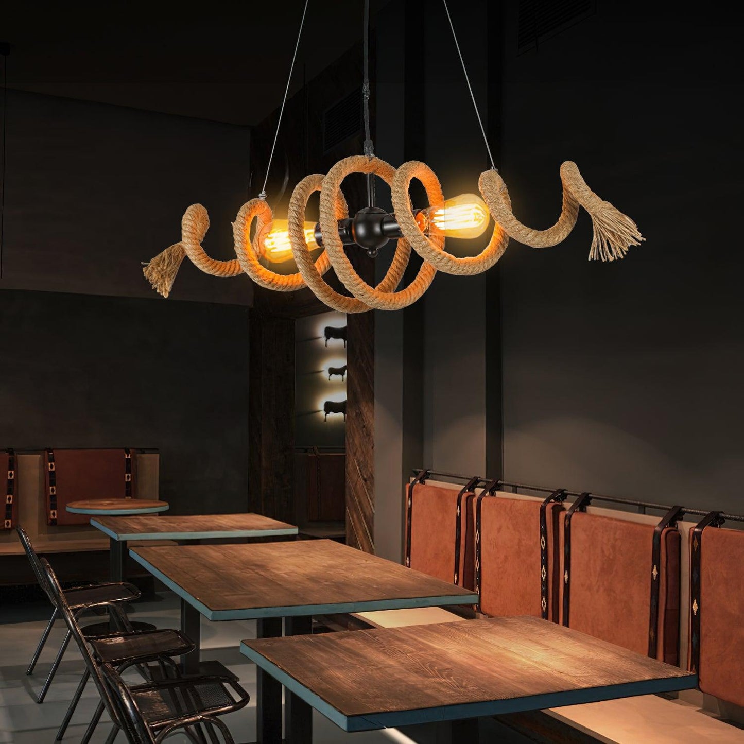 Hemp Rope Industrial Spiral Chandelier - YIOSI