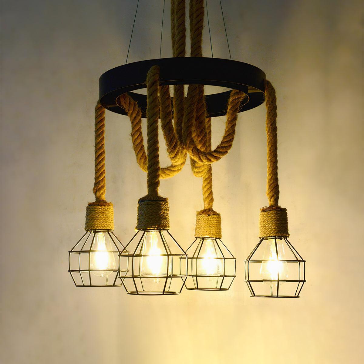 Hemp Rope Industrial Starfall Chandelier - YIOSI