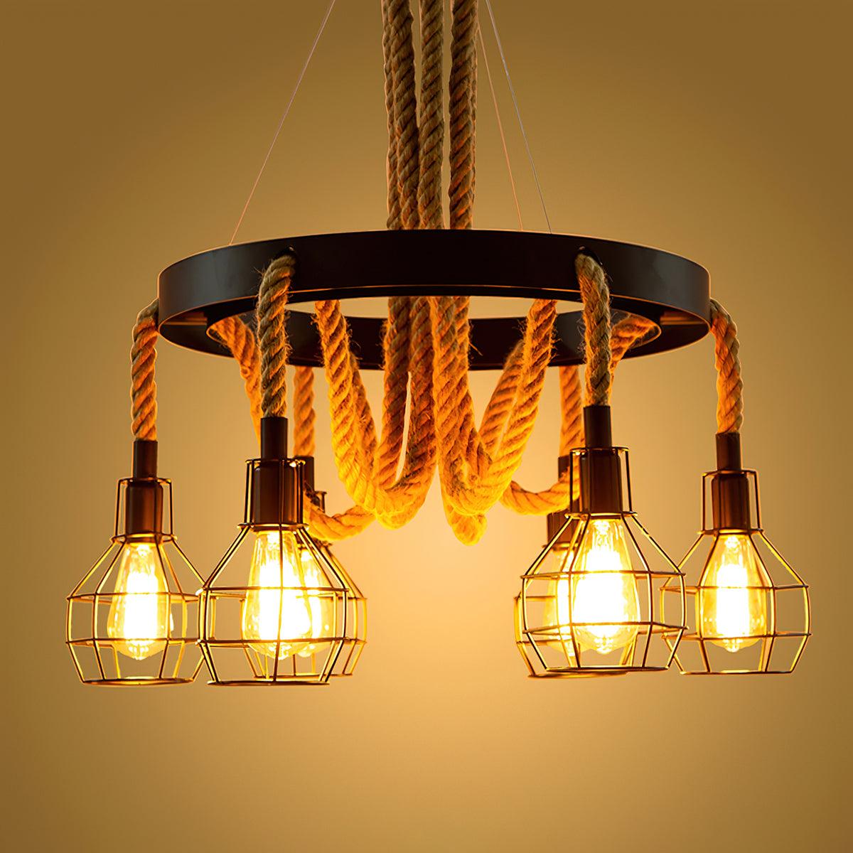 Hemp Rope Industrial Starfall Chandelier - YIOSI
