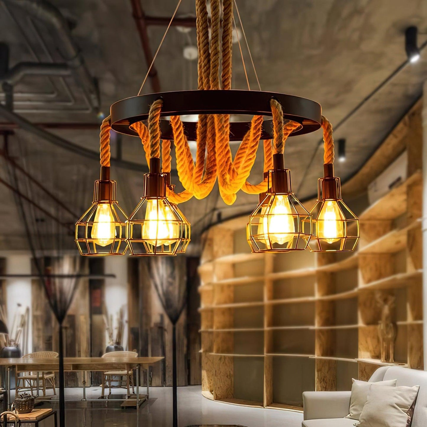 Hemp Rope Industrial Starfall Chandelier - YIOSI