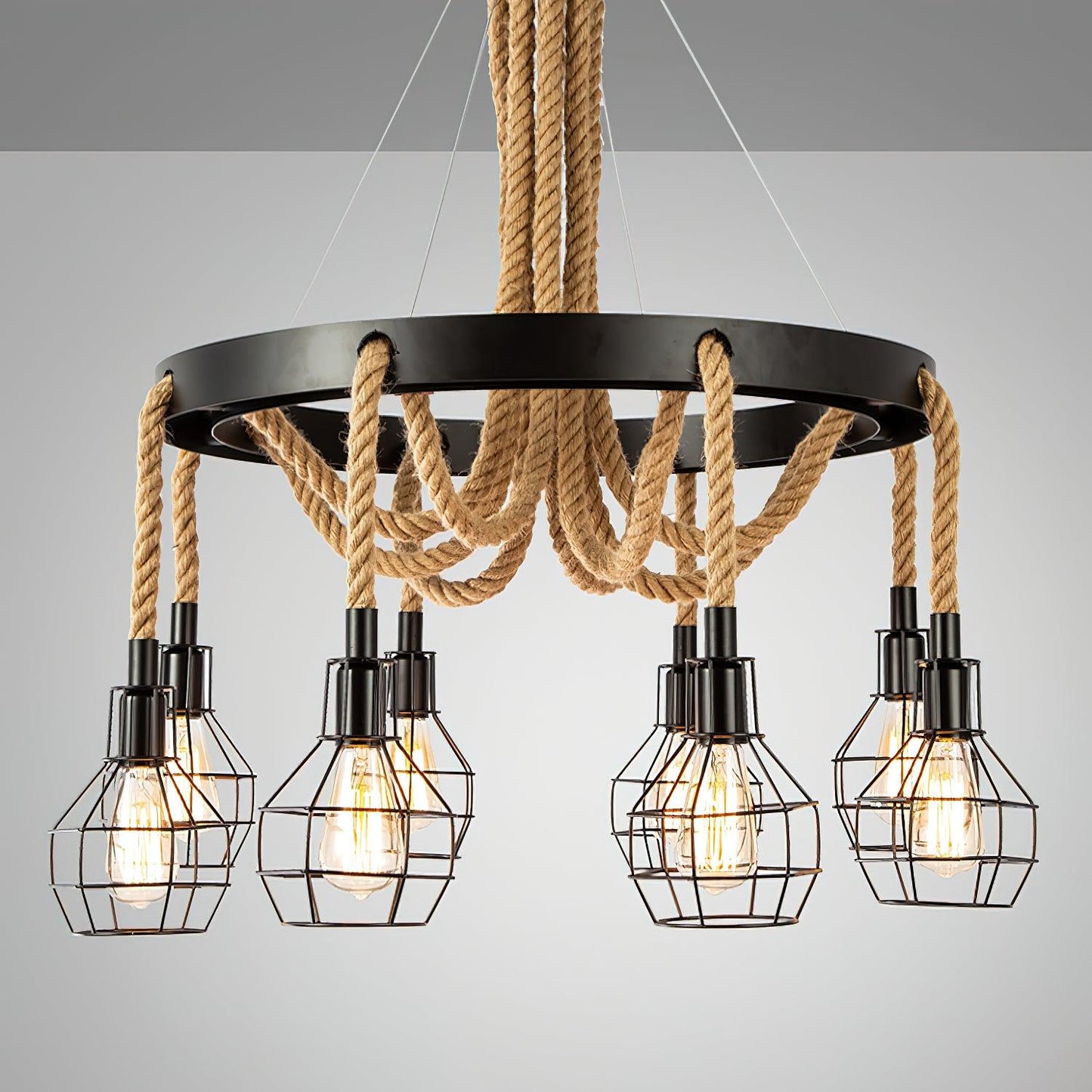 Hemp Rope Industrial Starfall Chandelier - YIOSI