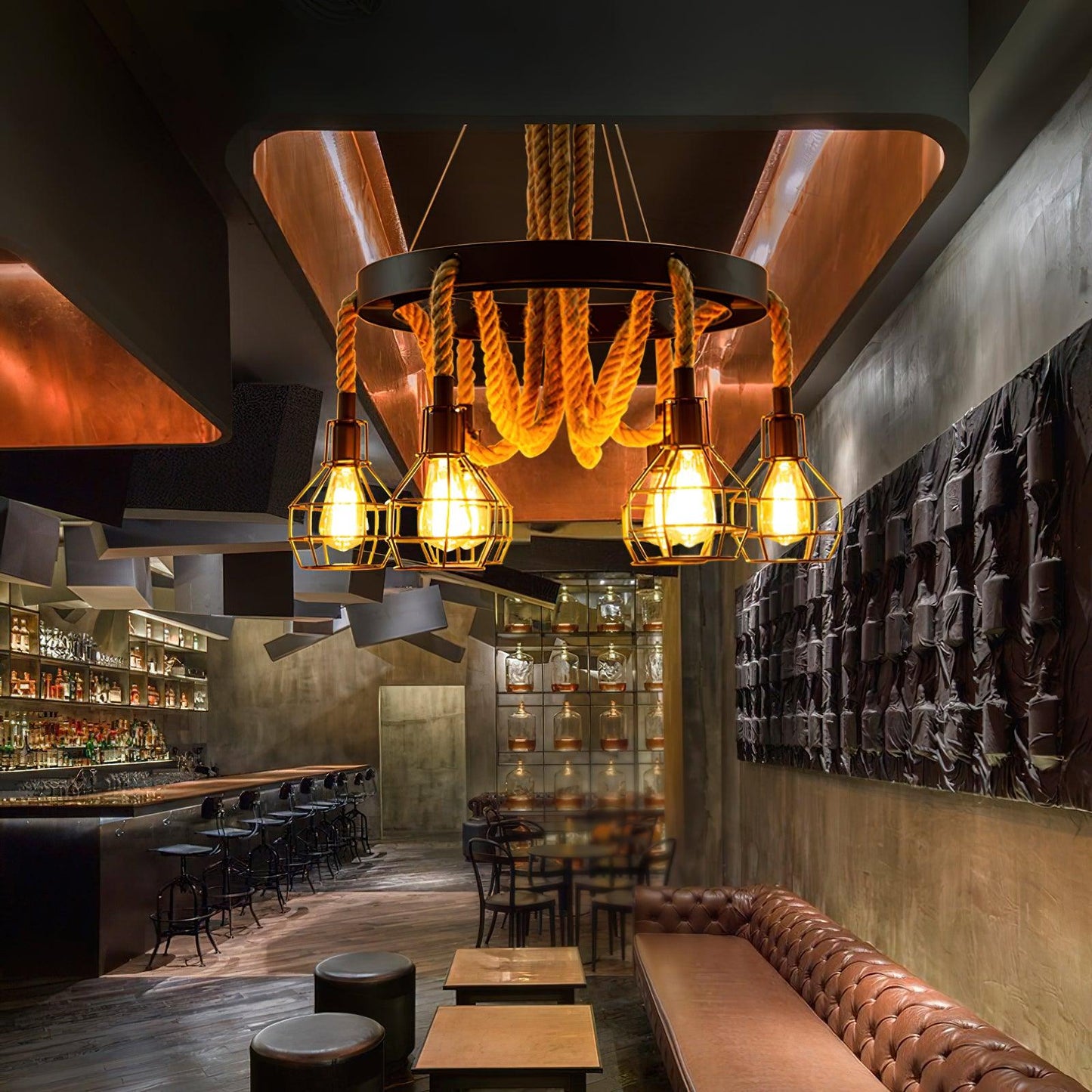 Hemp Rope Industrial Starfall Chandelier - YIOSI