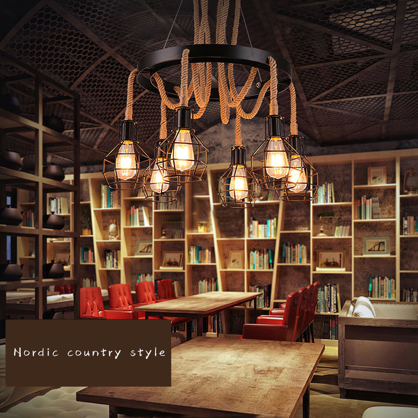 Hemp Rope Industrial Starfall Chandelier - YIOSI