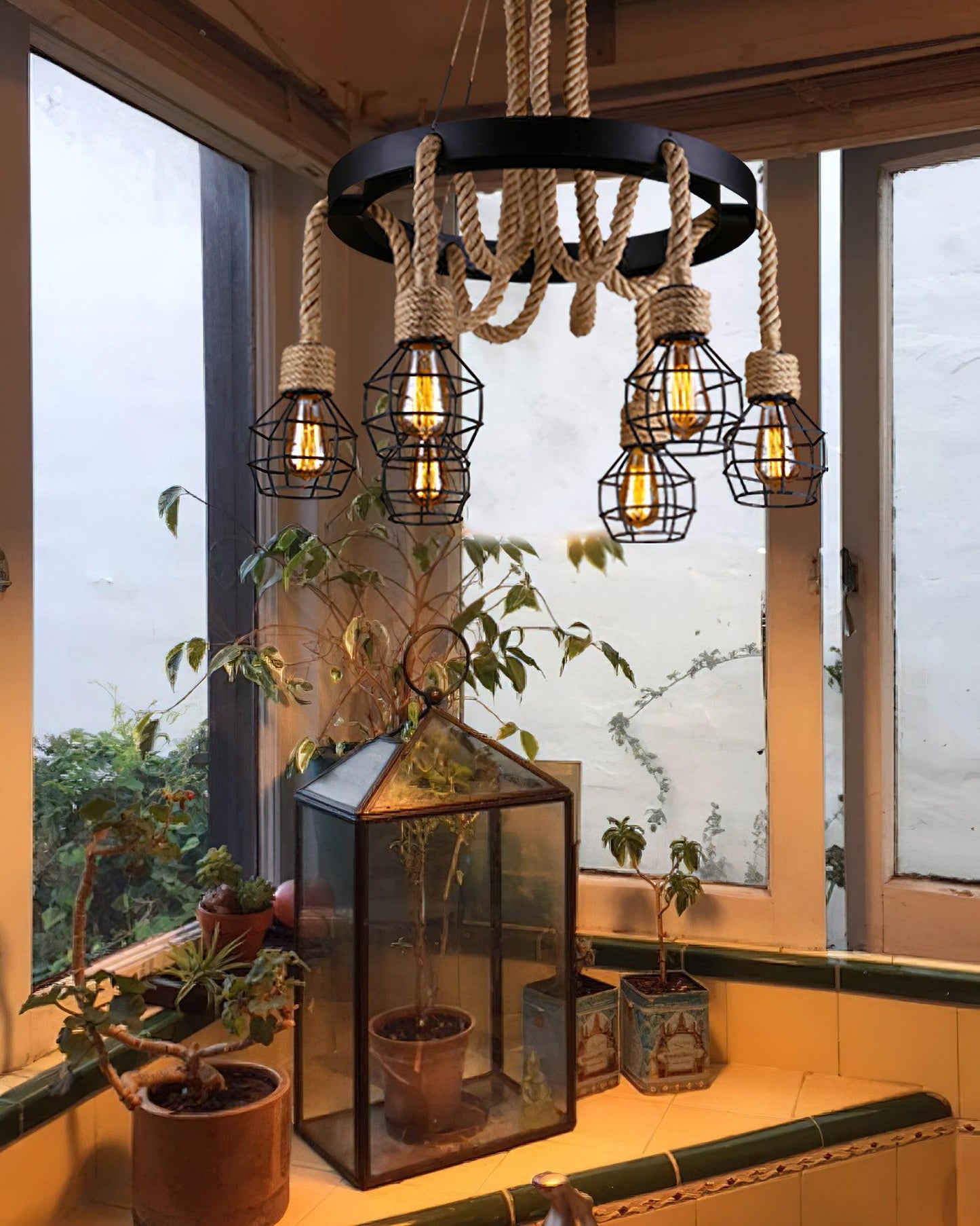 Hemp Rope Industrial Starfall Chandelier - YIOSI