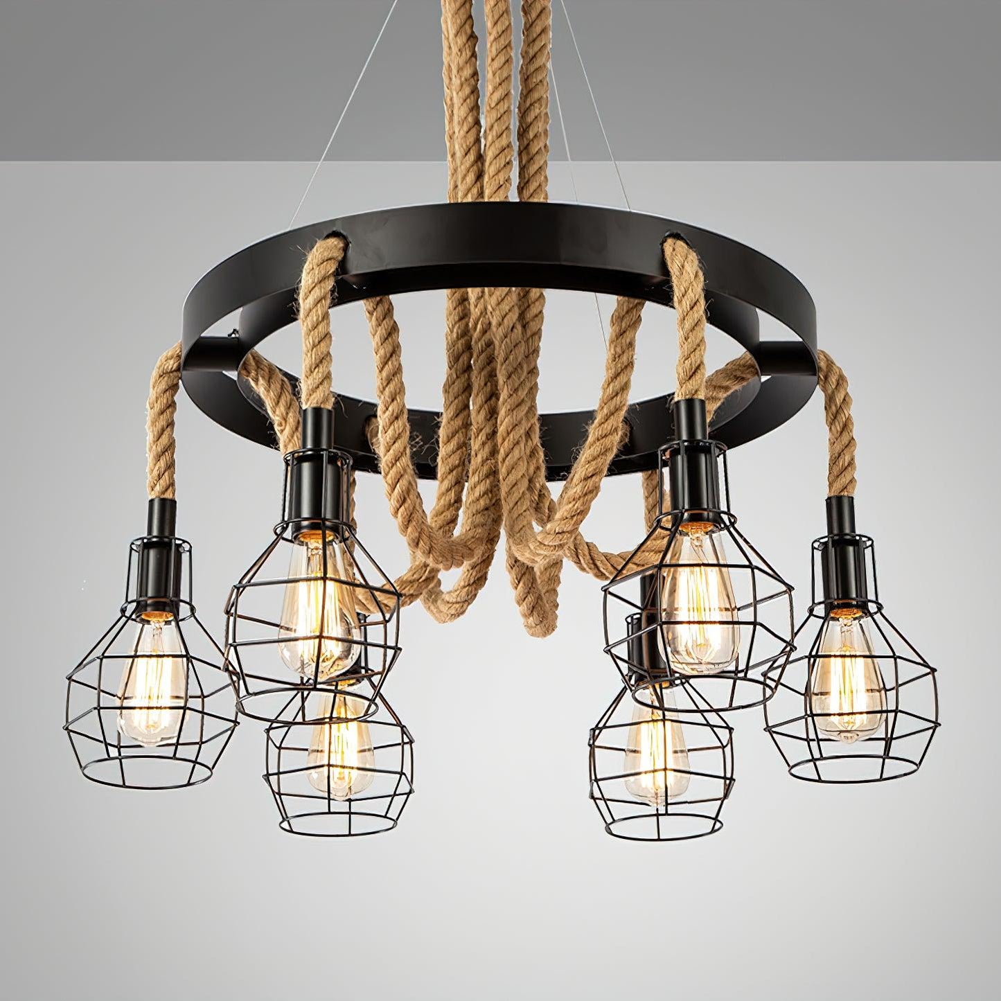Hemp Rope Industrial Starfall Chandelier - YIOSI