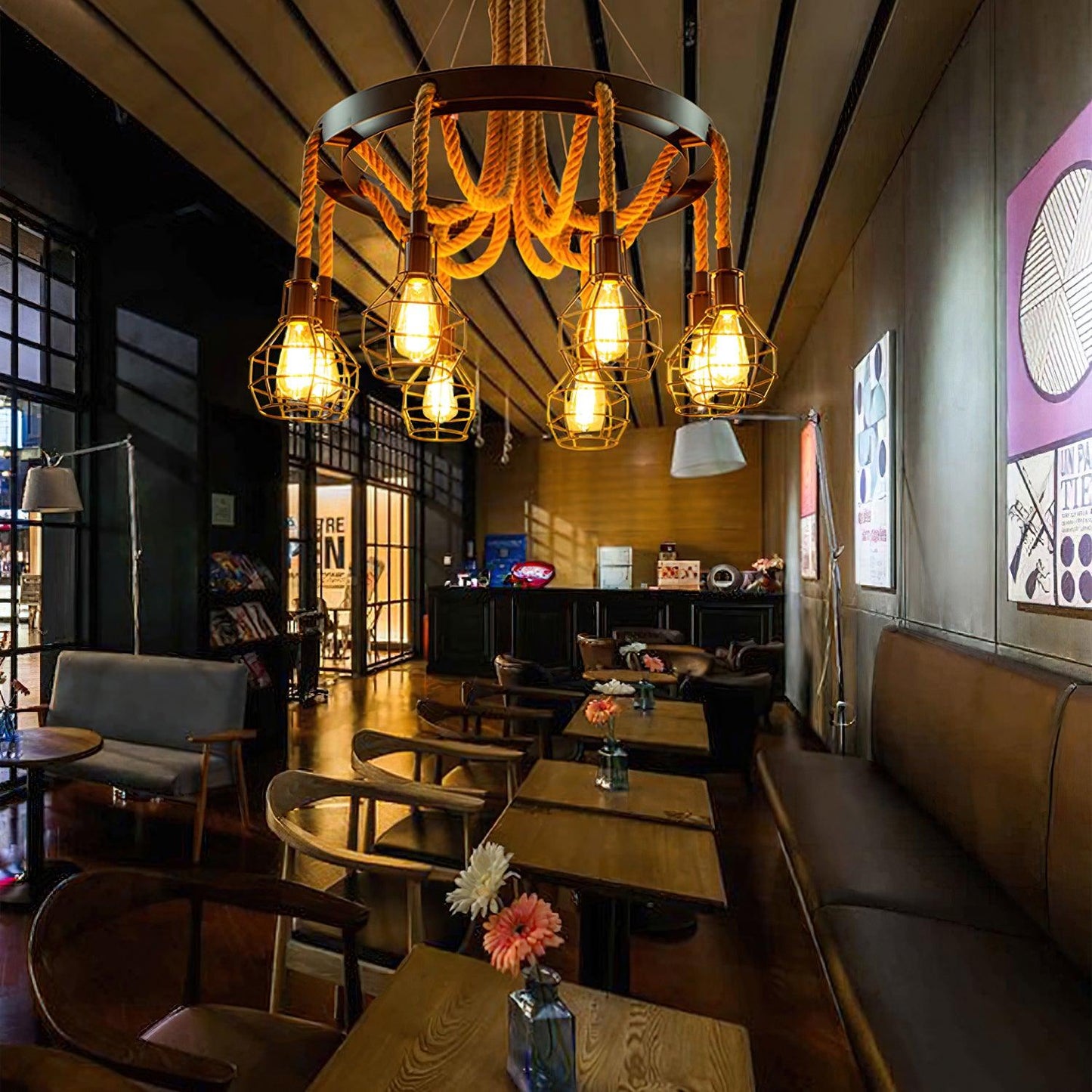 Hemp Rope Industrial Starfall Chandelier - YIOSI