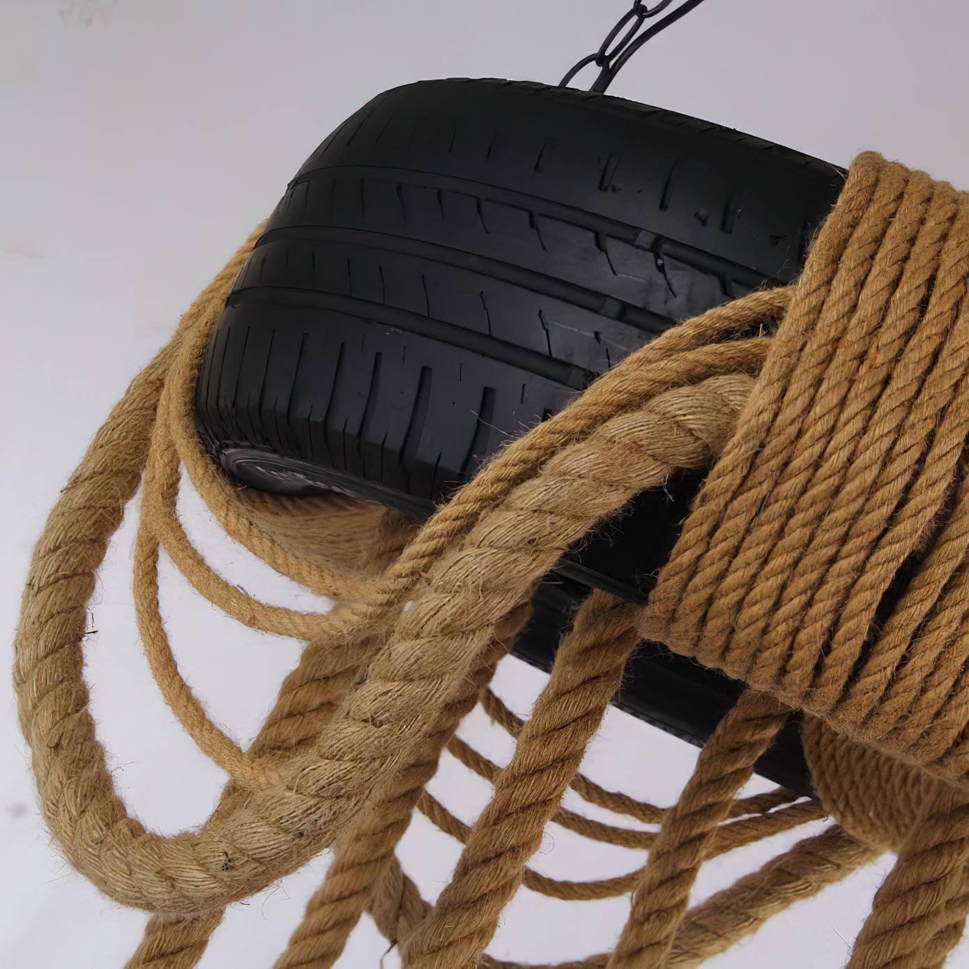 Hemp Rope Industrial Tire Chandelier - YIOSI