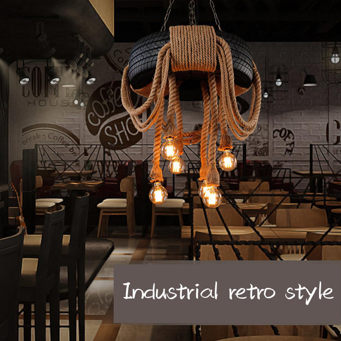 Hemp Rope Industrial Tire Chandelier - YIOSI