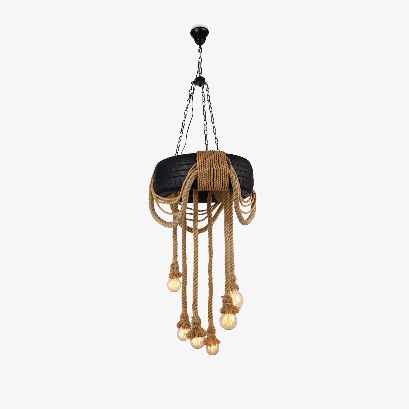 Hemp Rope Industrial Tire Chandelier - YIOSI