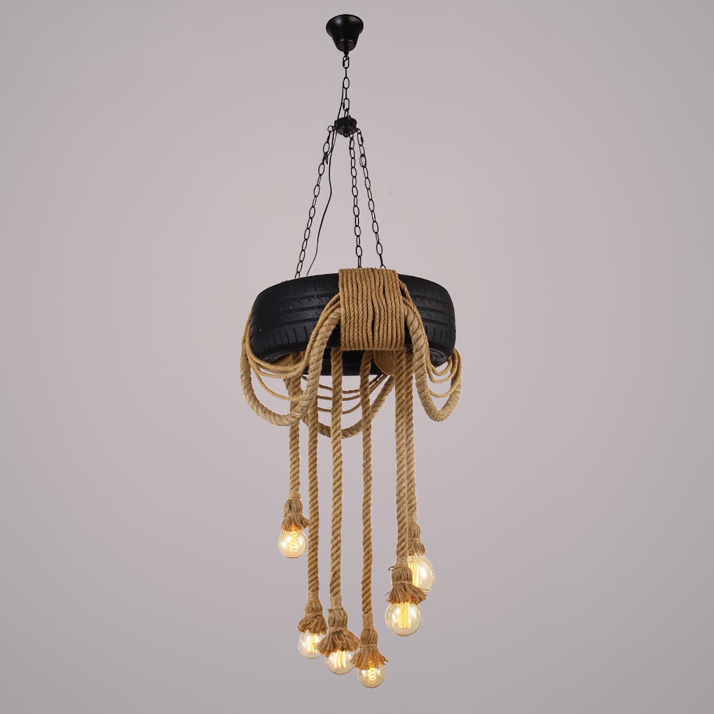 Hemp Rope Industrial Tire Chandelier - YIOSI