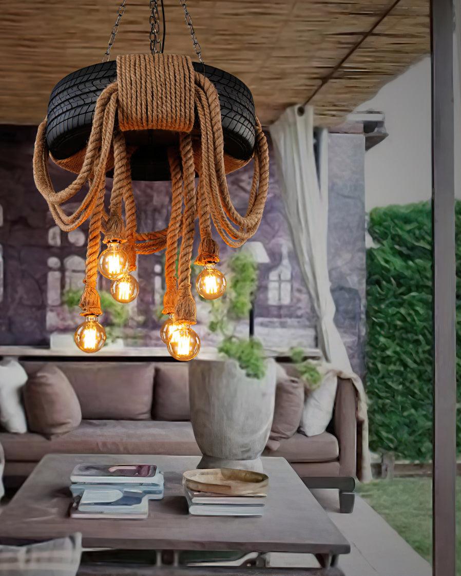 Hemp Rope Industrial Tire Chandelier - YIOSI