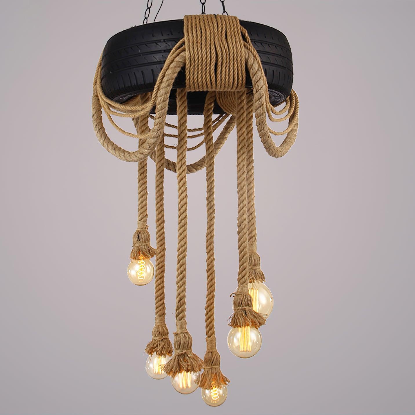 Hemp Rope Industrial Tire Chandelier - YIOSI