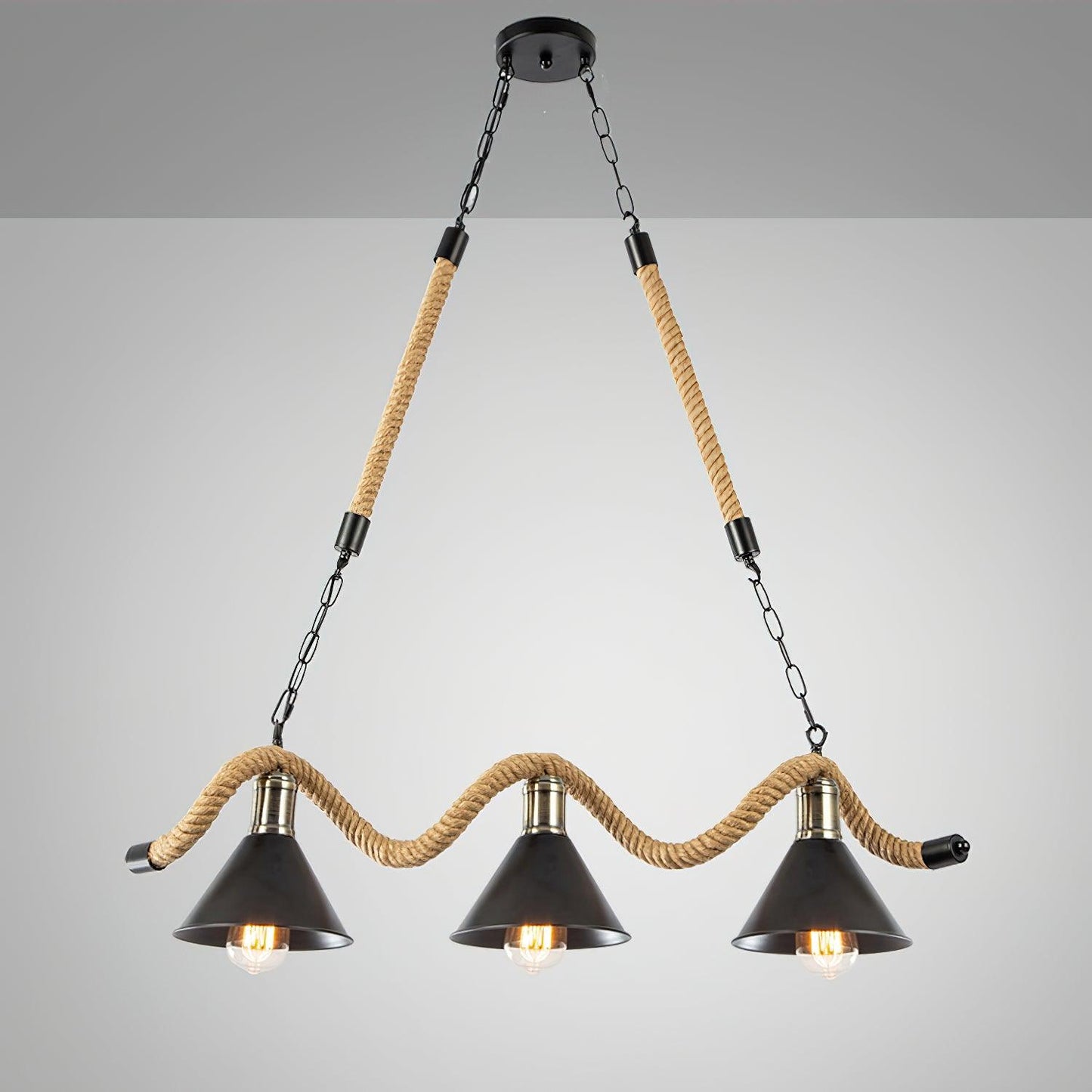 Hemp Rope Industrial Wave Chandelier - YIOSI