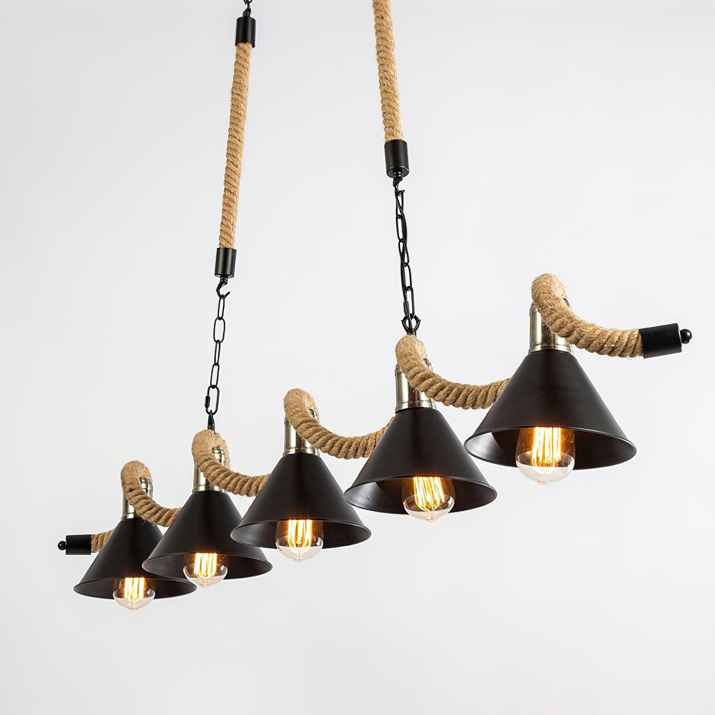 Hemp Rope Industrial Wave Chandelier - YIOSI