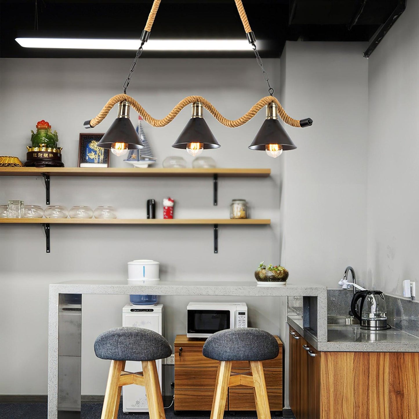 Hemp Rope Industrial Wave Chandelier - YIOSI