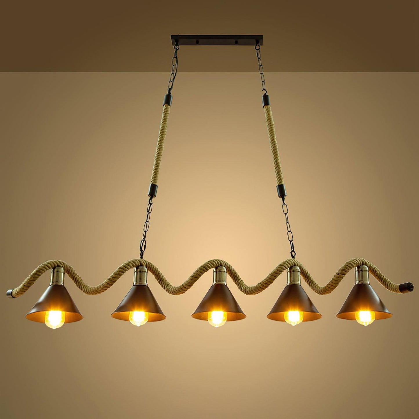 Hemp Rope Industrial Wave Chandelier - YIOSI