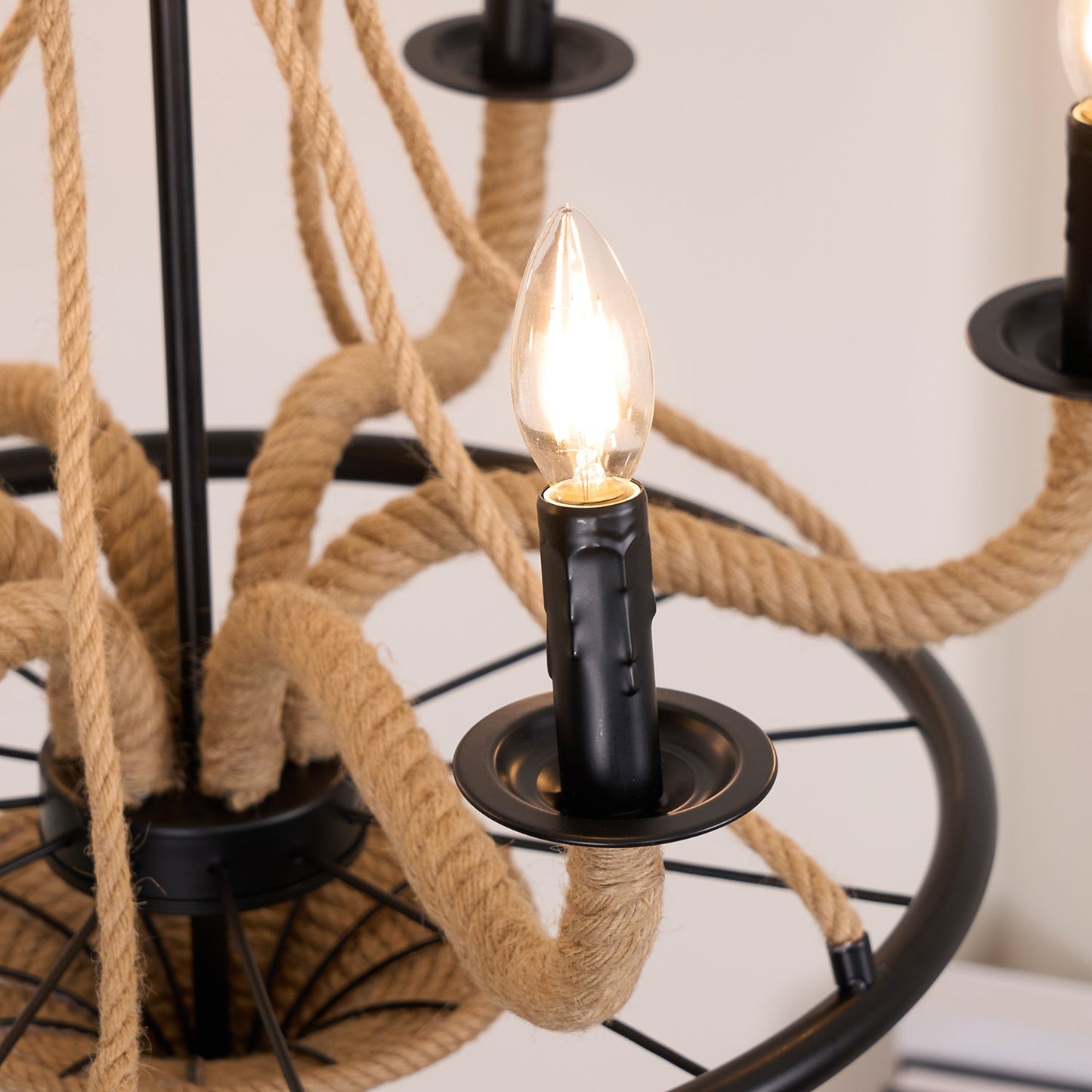 Hemp Rope Industrial Large Wheel Chandelier - YIOSI