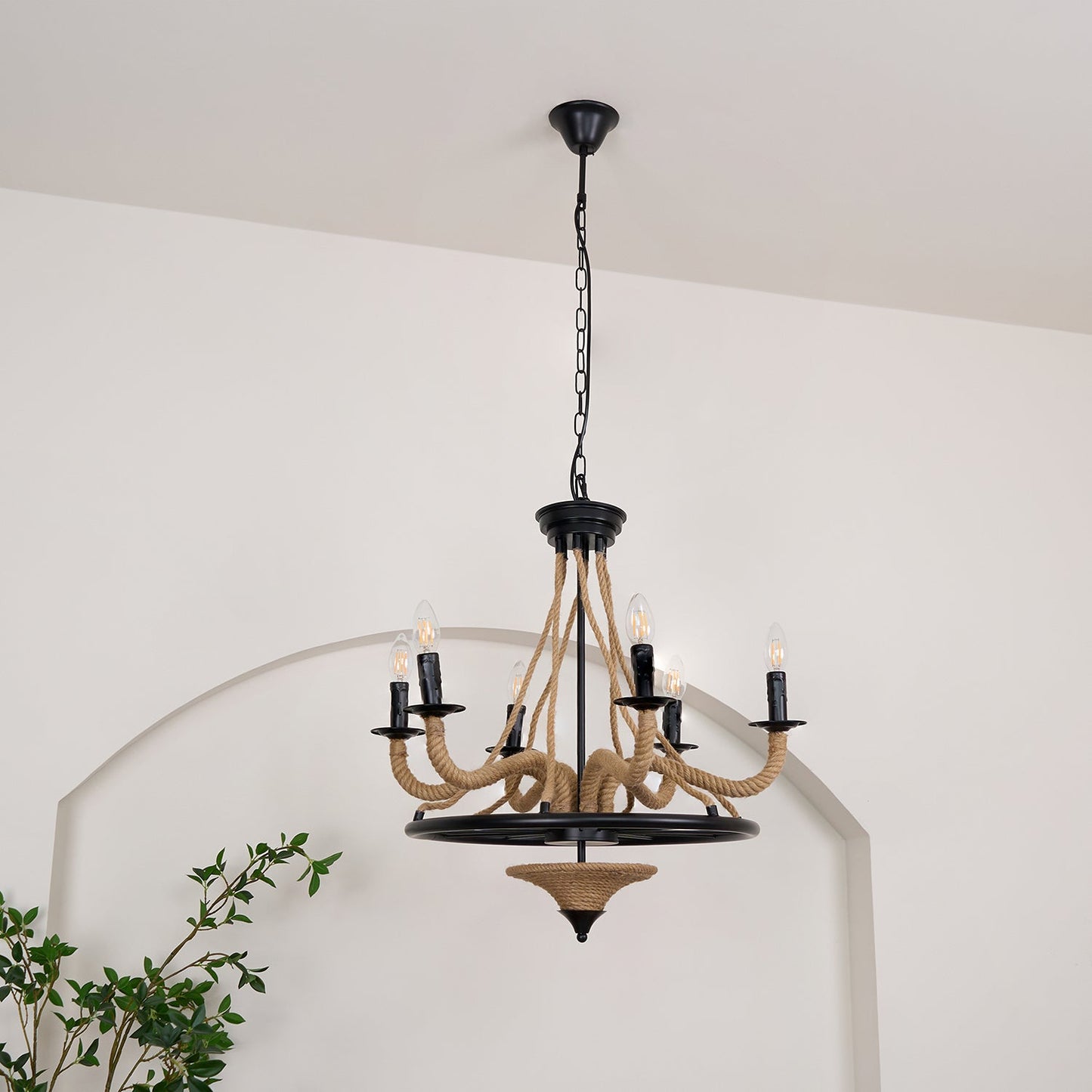 Hemp Rope Industrial Large Wheel Chandelier - YIOSI