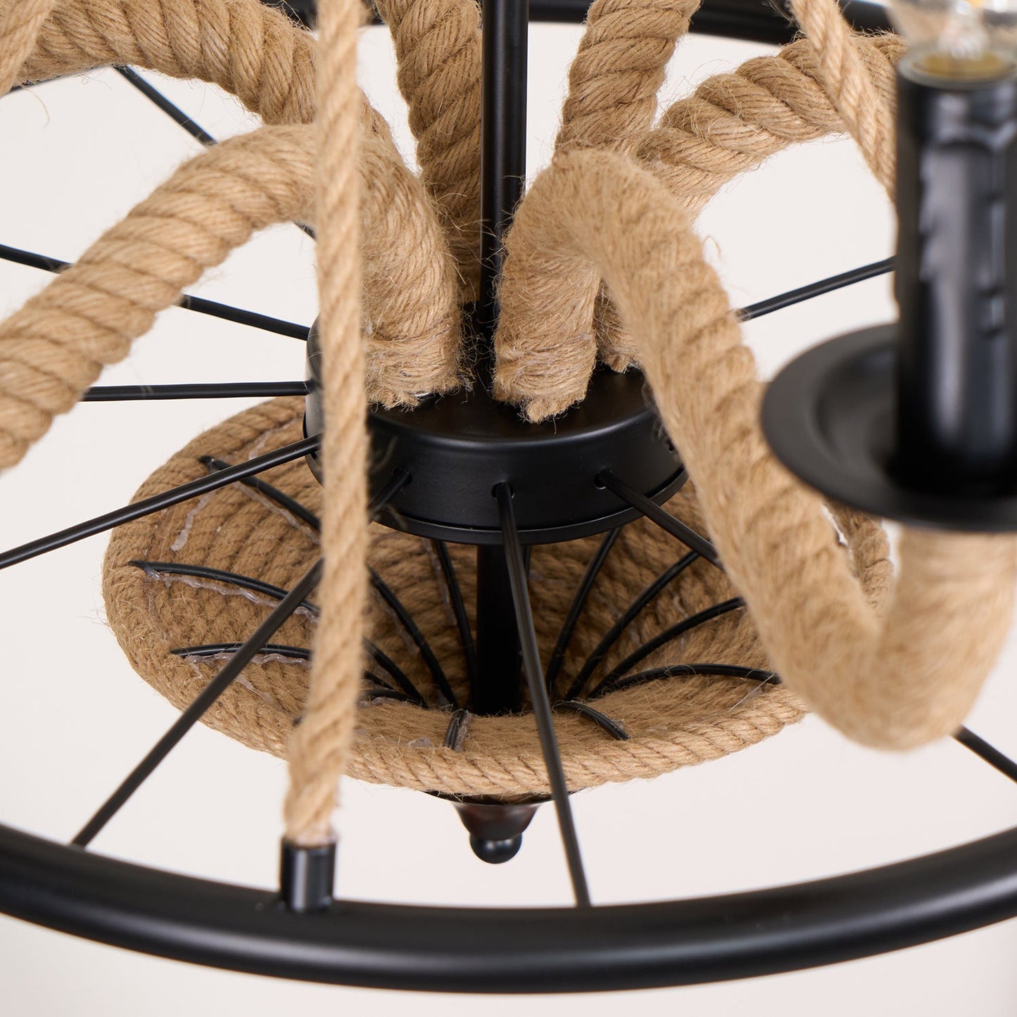 Hemp Rope Industrial Large Wheel Chandelier - YIOSI