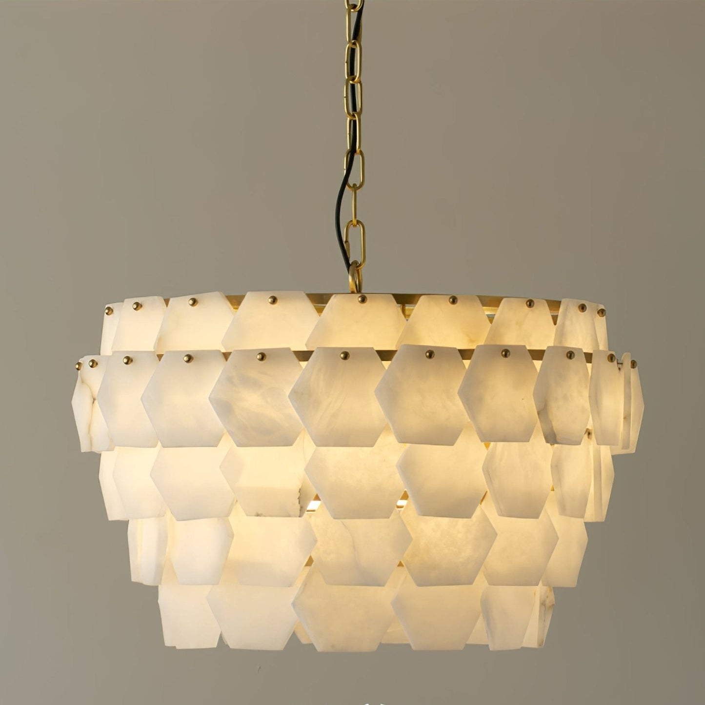 Vakkerlight Hexa Cloud Gold & White Alabaster Pendant Light – 23.6