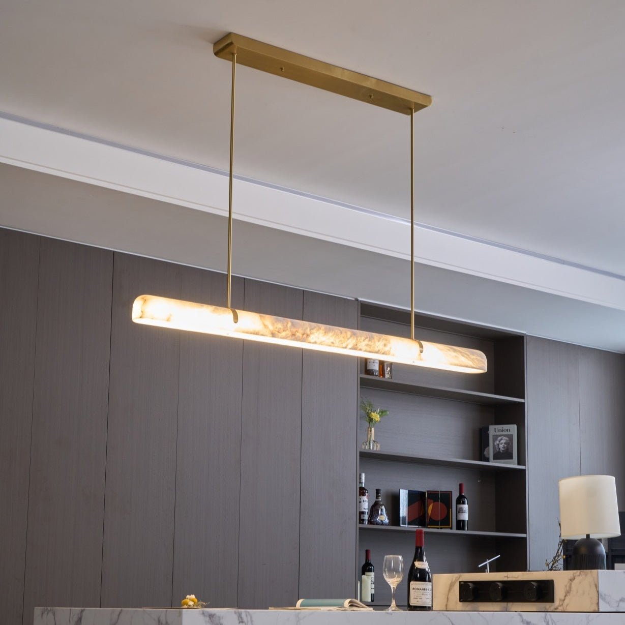Vakkerlight Linear Alabaster LED Chandelier – Elegant Cloud‑Like Ceiling Light
