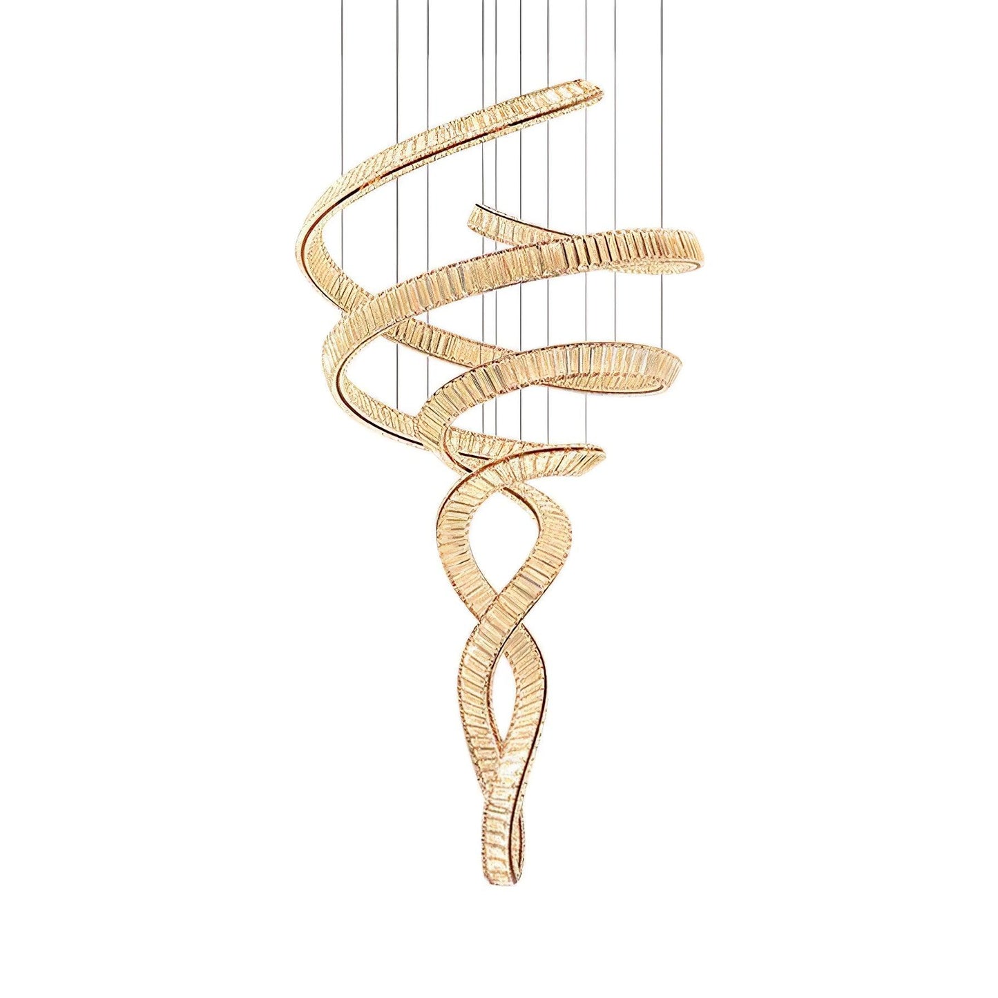 Elegant Long Spiral Crystal Chandelier with Stainless Steel Frame