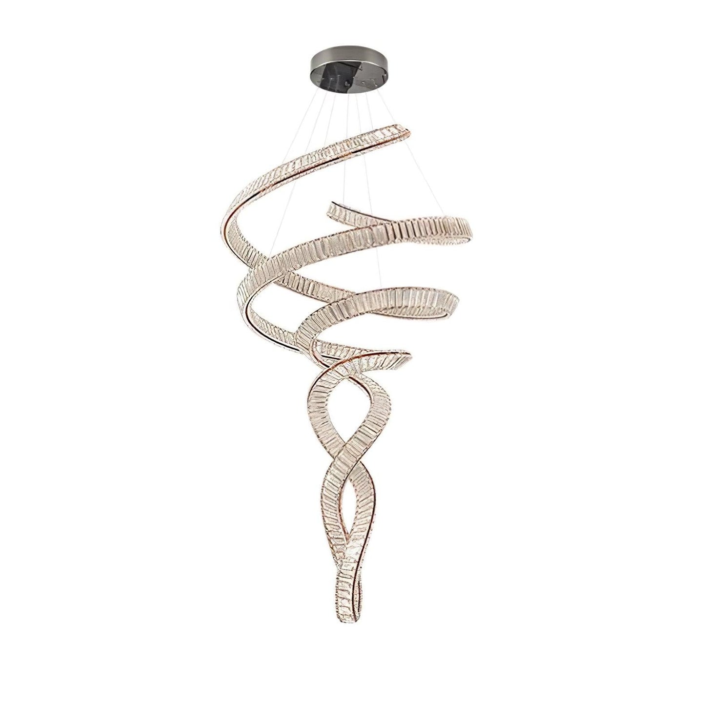 Elegant Long Spiral Crystal Chandelier with Stainless Steel Frame