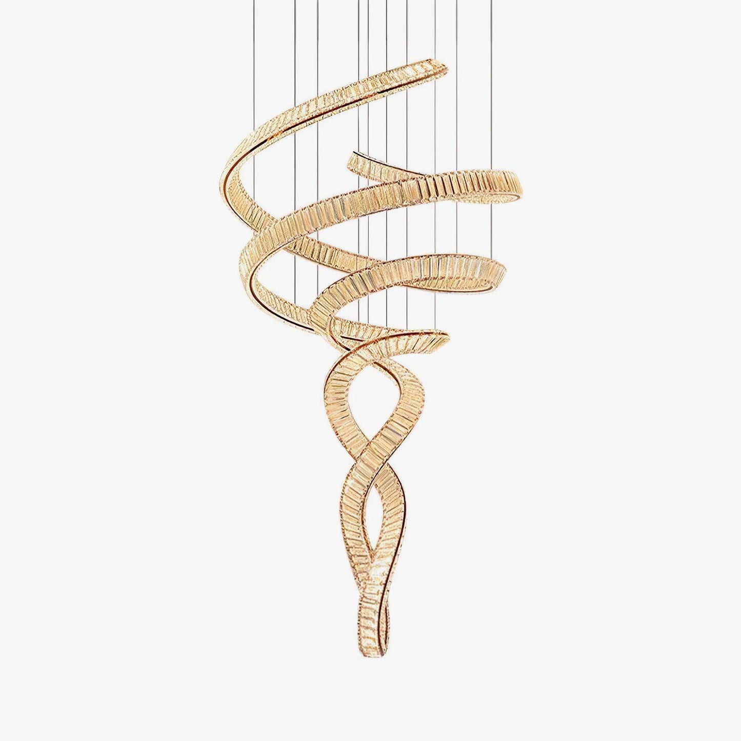 Elegant Long Spiral Crystal Chandelier with Stainless Steel Frame
