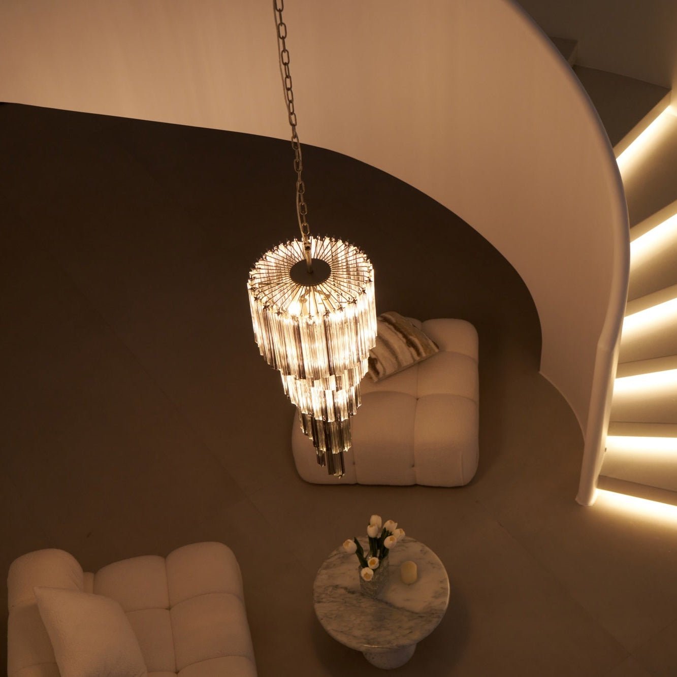 Lucente Noir Spiral Chandelier - YIOSI