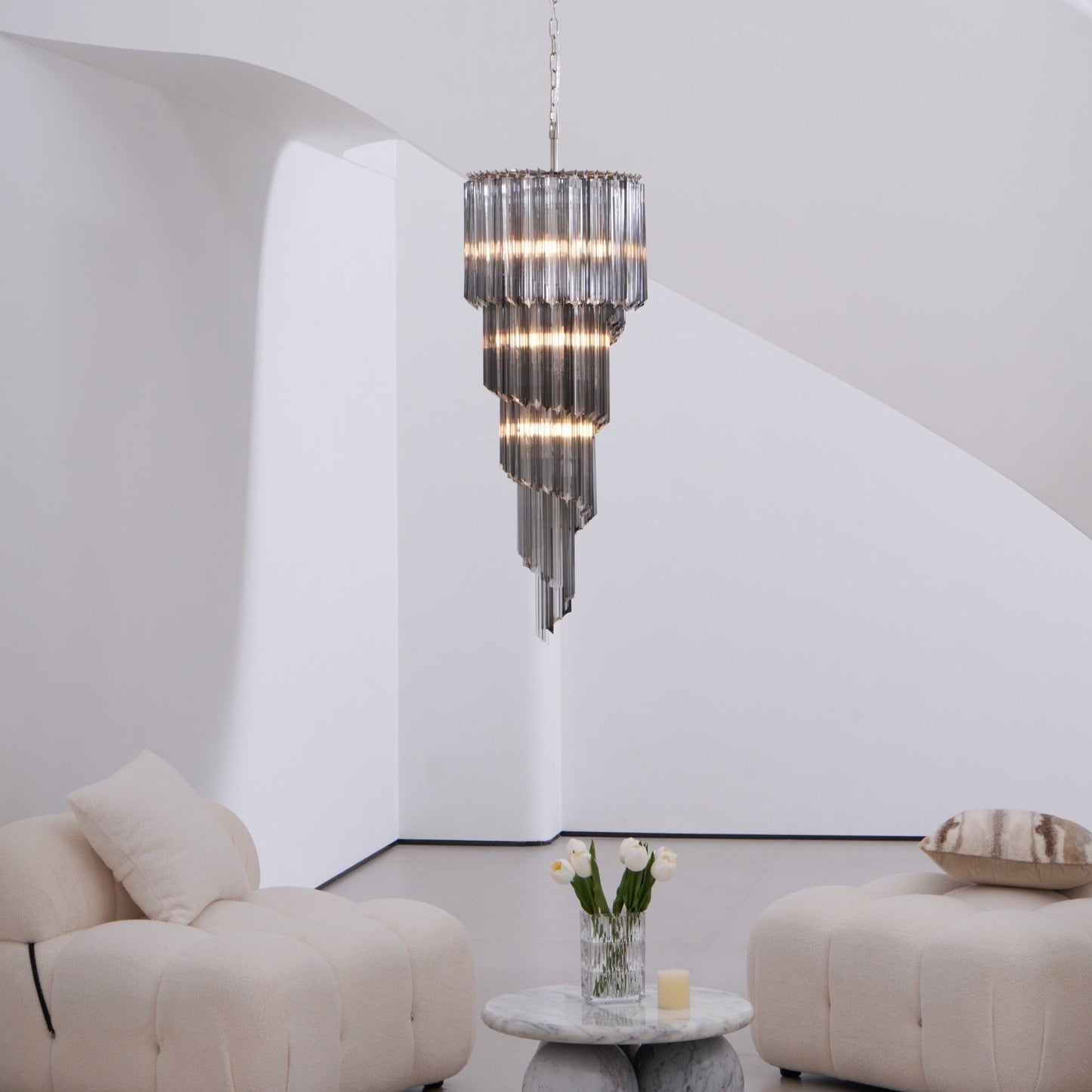 Lucente Noir Spiral Chandelier - YIOSI
