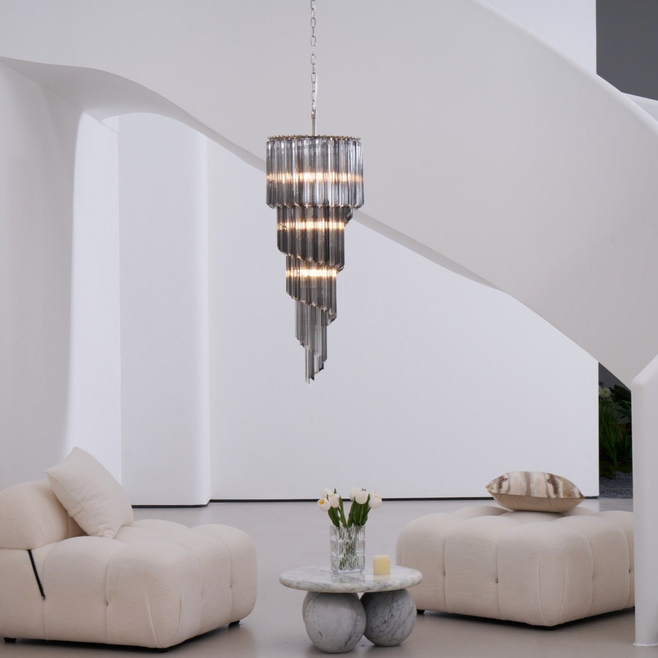 Lucente Noir Spiral Chandelier - YIOSI