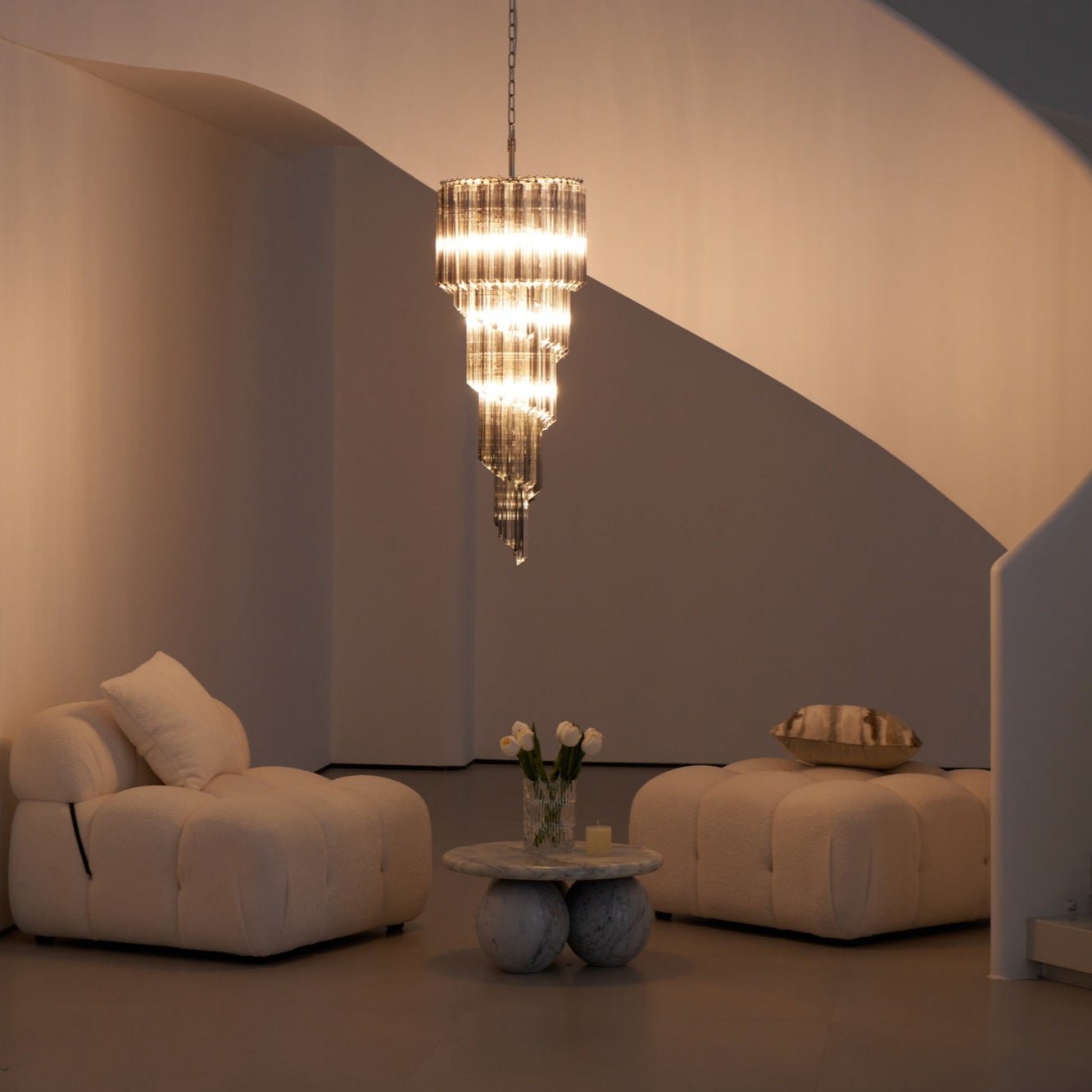 Lucente Noir Spiral Chandelier - YIOSI