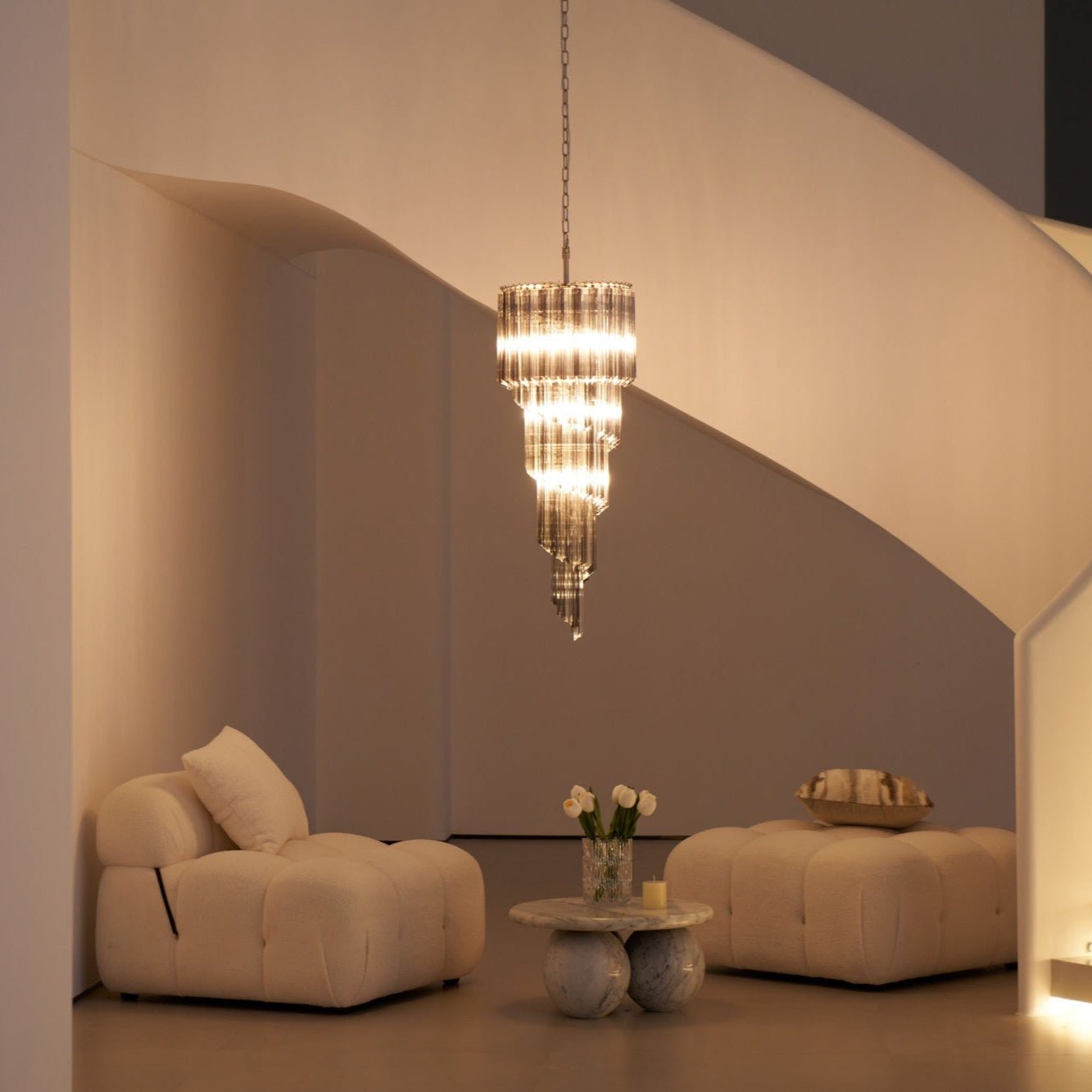 Lucente Noir Spiral Chandelier - YIOSI