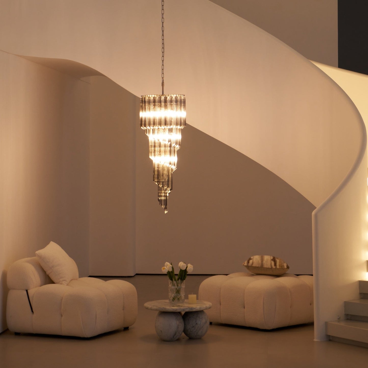 Lucente Noir Spiral Chandelier - YIOSI