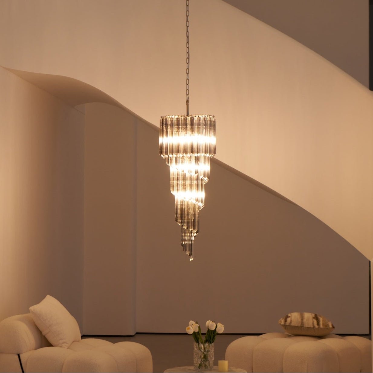 Lucente Noir Spiral Chandelier - YIOSI