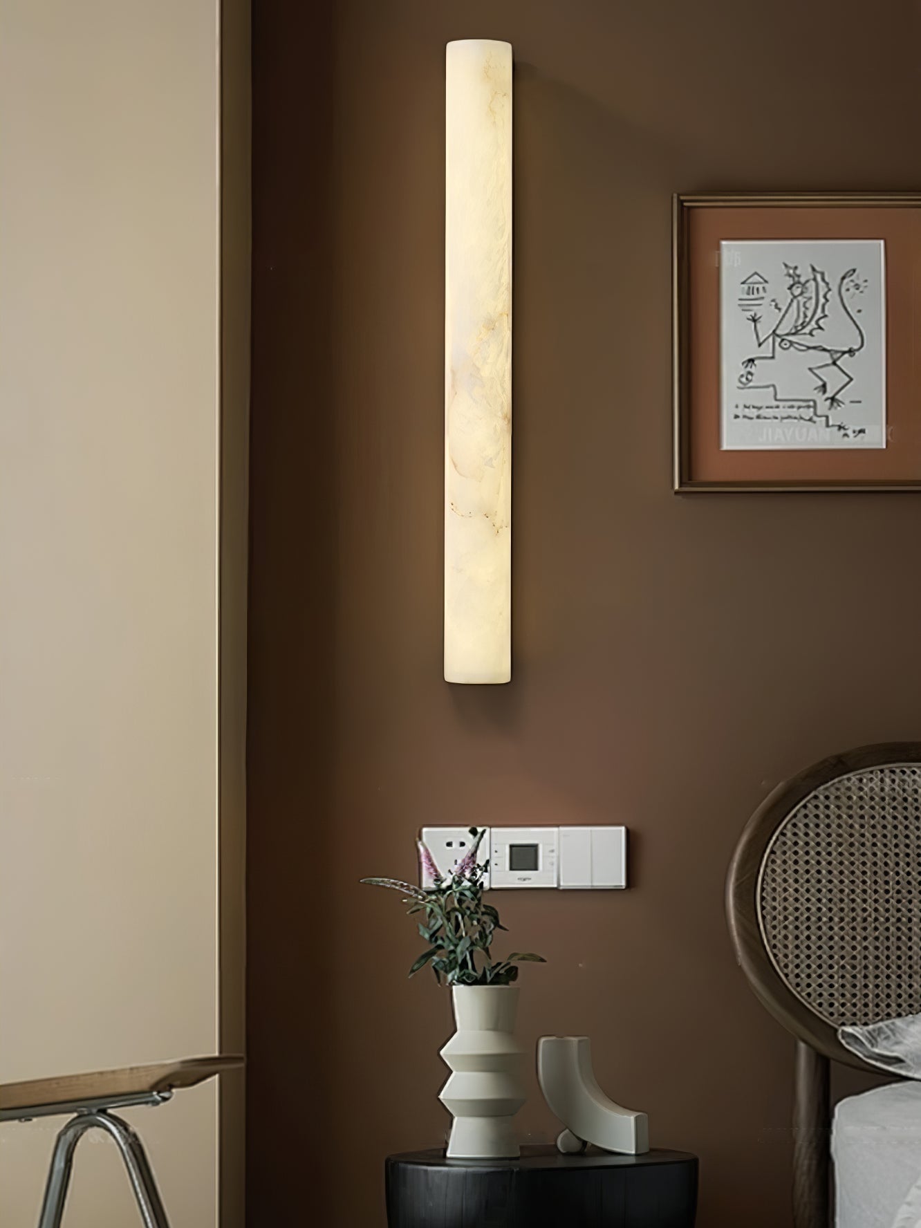 Luminara Handcrafted Alabaster Wall Sconce Warm LED Light