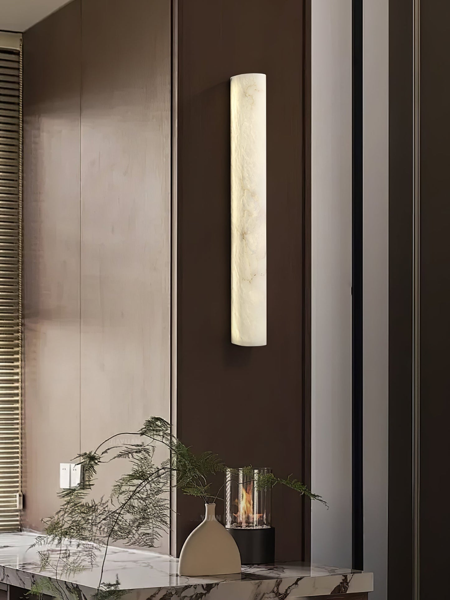 Luminara Handcrafted Alabaster Wall Sconce Warm LED Light